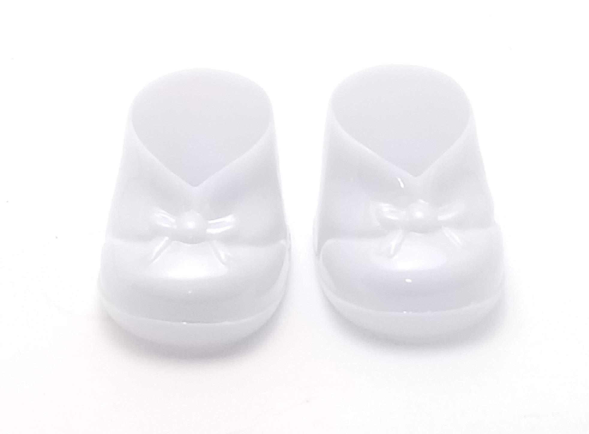 12 Extra Large White Plastic Baby Booties Candy Holders - 3 Inch Party Favors for Baby Showers, Birthdays, and Wedding Celebrations