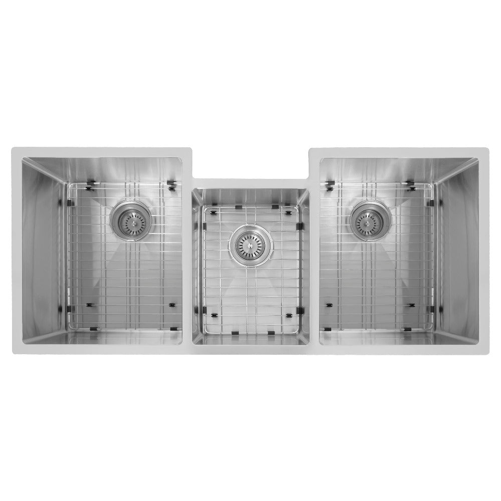 ZLINE Breckenridge 45-Inch Undermount Triple Bowl Stainless Steel Kitchen Sink with Bottom Grid & Accessories (SLT 45) - Perfect for Large Kitchens, Commercial Use & Heavy-Duty Food Prep