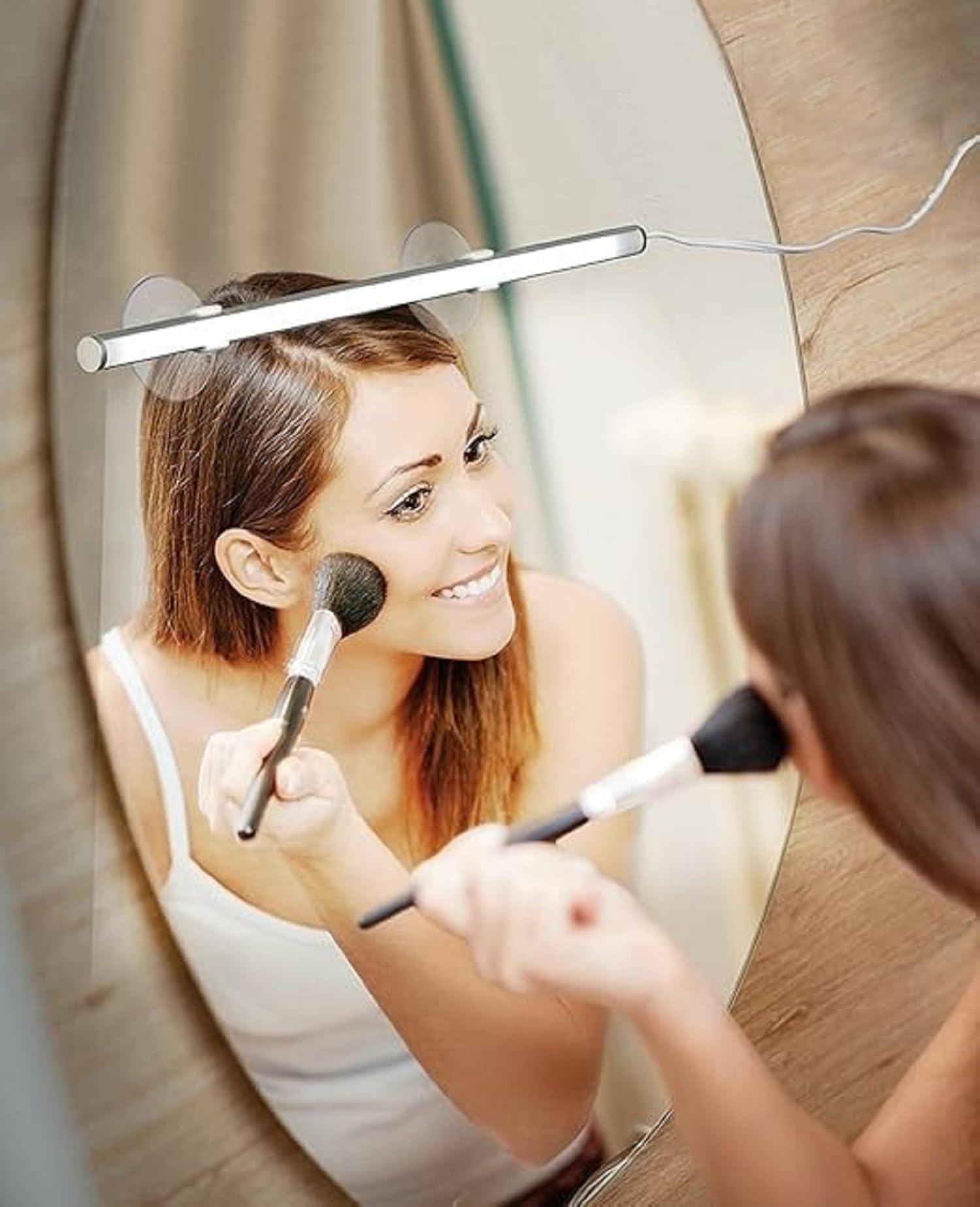 PANIXIA LED Makeup Mirror with Suction Cups - Dimmable Vanity Lighting for Bathroom & Dressing Table | Portable Cosmetic Mirror with Adjustable Brightness | Perfect for Makeup Application, Skincare Routine & Hair Styling