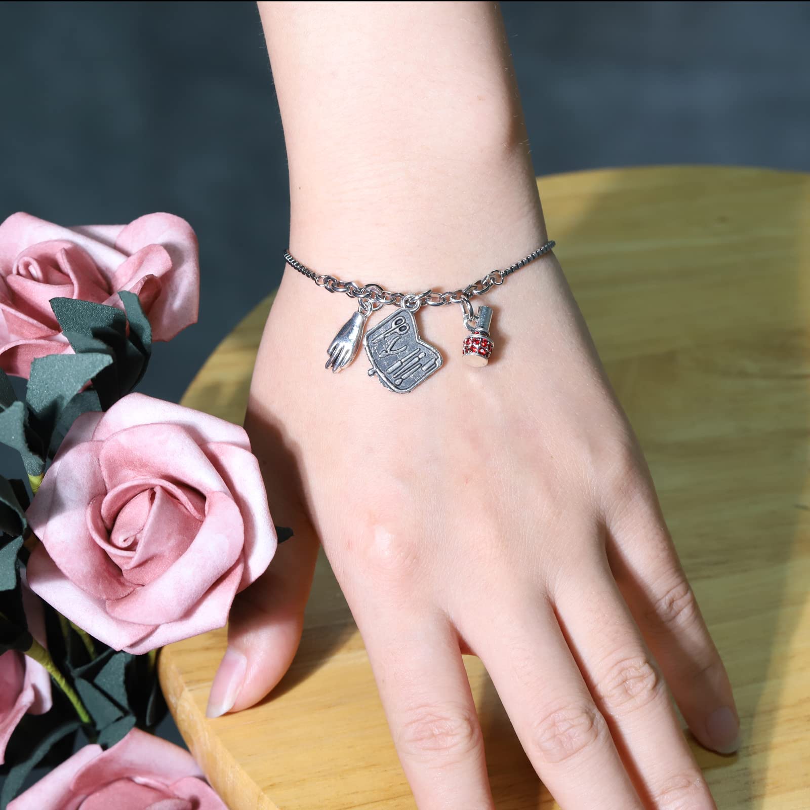 Lywjyb Birdgot Nail Tech Bracelet - Stylish Jewelry Gift for Nail Artists & Manicurists - Perfect for Cosmetology Professionals & Salon Workers (Great for Work, Gifts & Special Occasions)