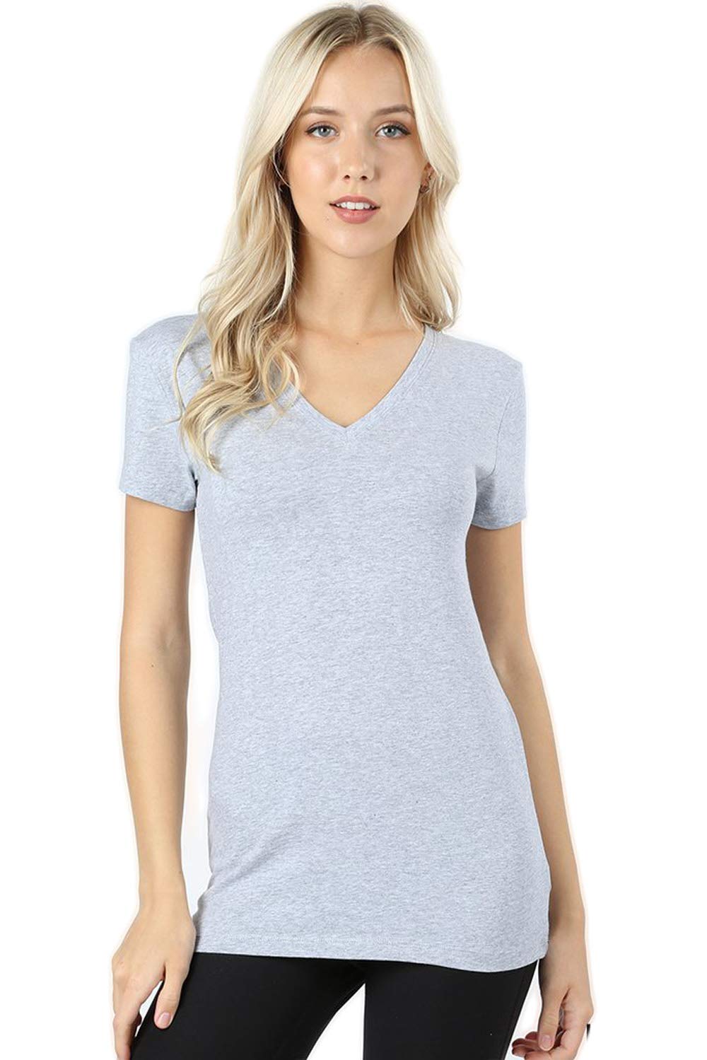3 Pack/4 Pack/6 Pack Women's V-Neck Short Sleeve T-Shirts - Soft Cotton Casual Tees for Everyday Wear, Work & Summer Outfits