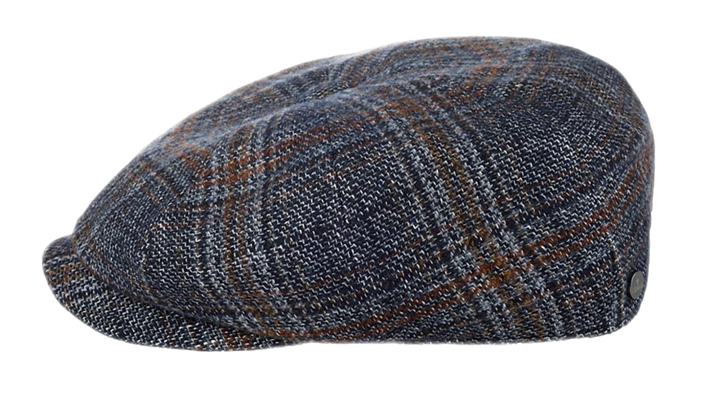 Lierys Wool Linen Silk Glen Check Baker Boy Cap - Grey | Vintage Style Newsboy Hat for Men & Women | Perfect for Fall, Winter & Outdoor Activities