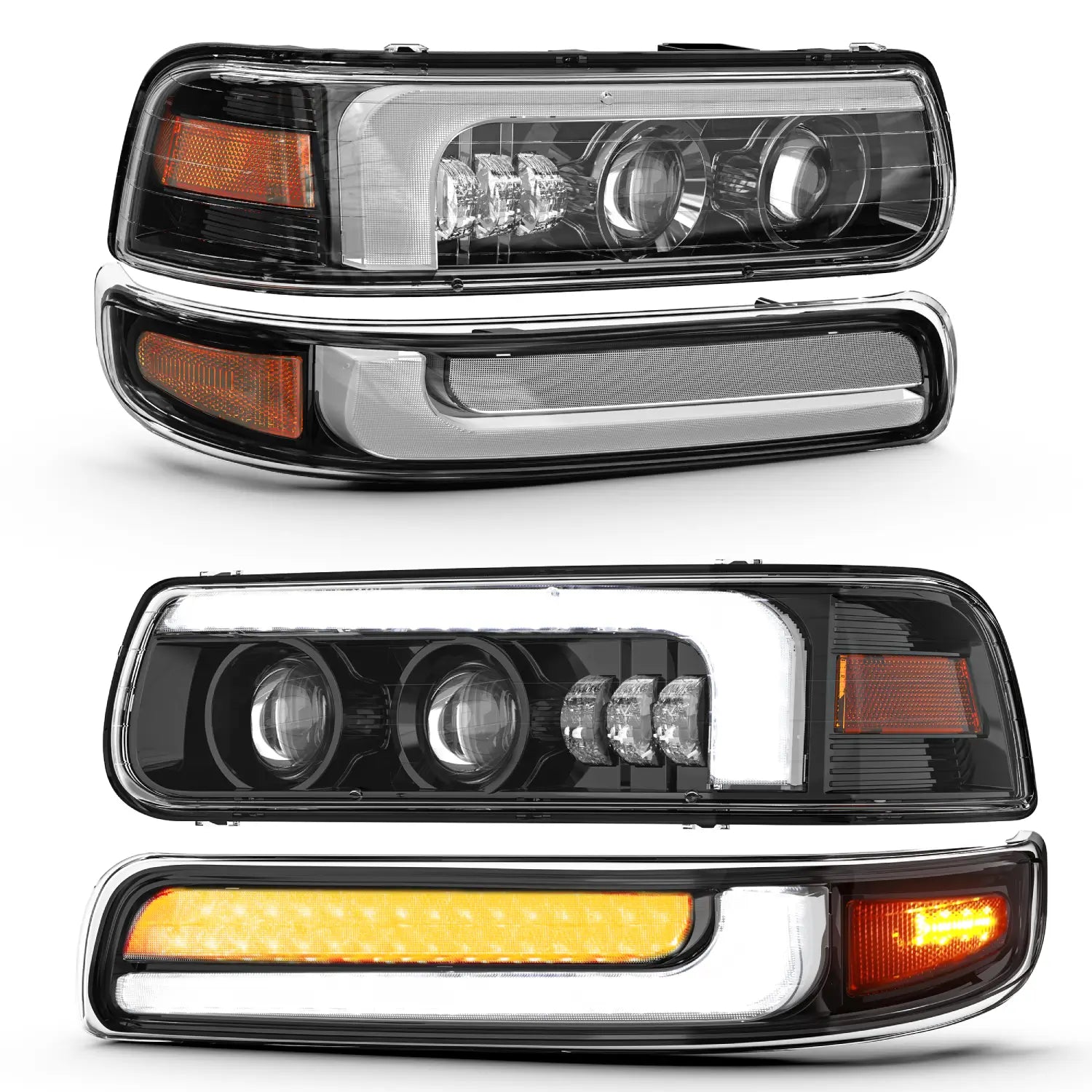 LOYO LED Headlight Assembly for 1999-2002 Chevrolet Silverado & 2000-2006 Chevy Suburban Tahoe - DOT Approved with DRL, Turn Signal & Side Marker Lights - Upgrade for Night Driving & Off-Road Adventures
