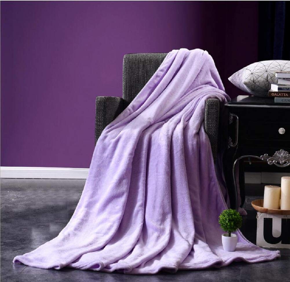 Luxury Faux Fur Mink Throw Blanket - Ultra Soft Fleece Blanket for King, Queen & Sofa - Light Purple 79