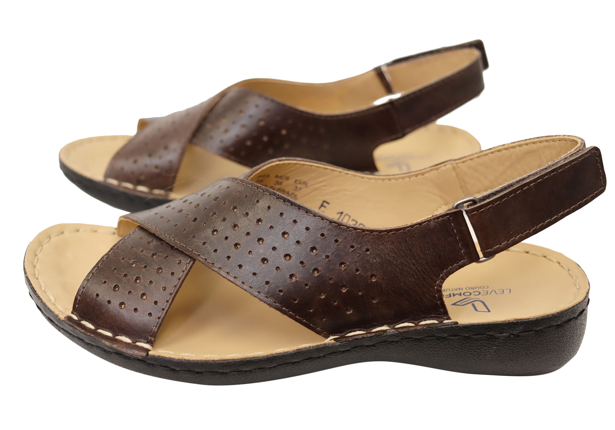Levecomfort Women's Brazilian Leather Sandals - Comfortable Summer Sandals for Beach, Travel & Casual Wear