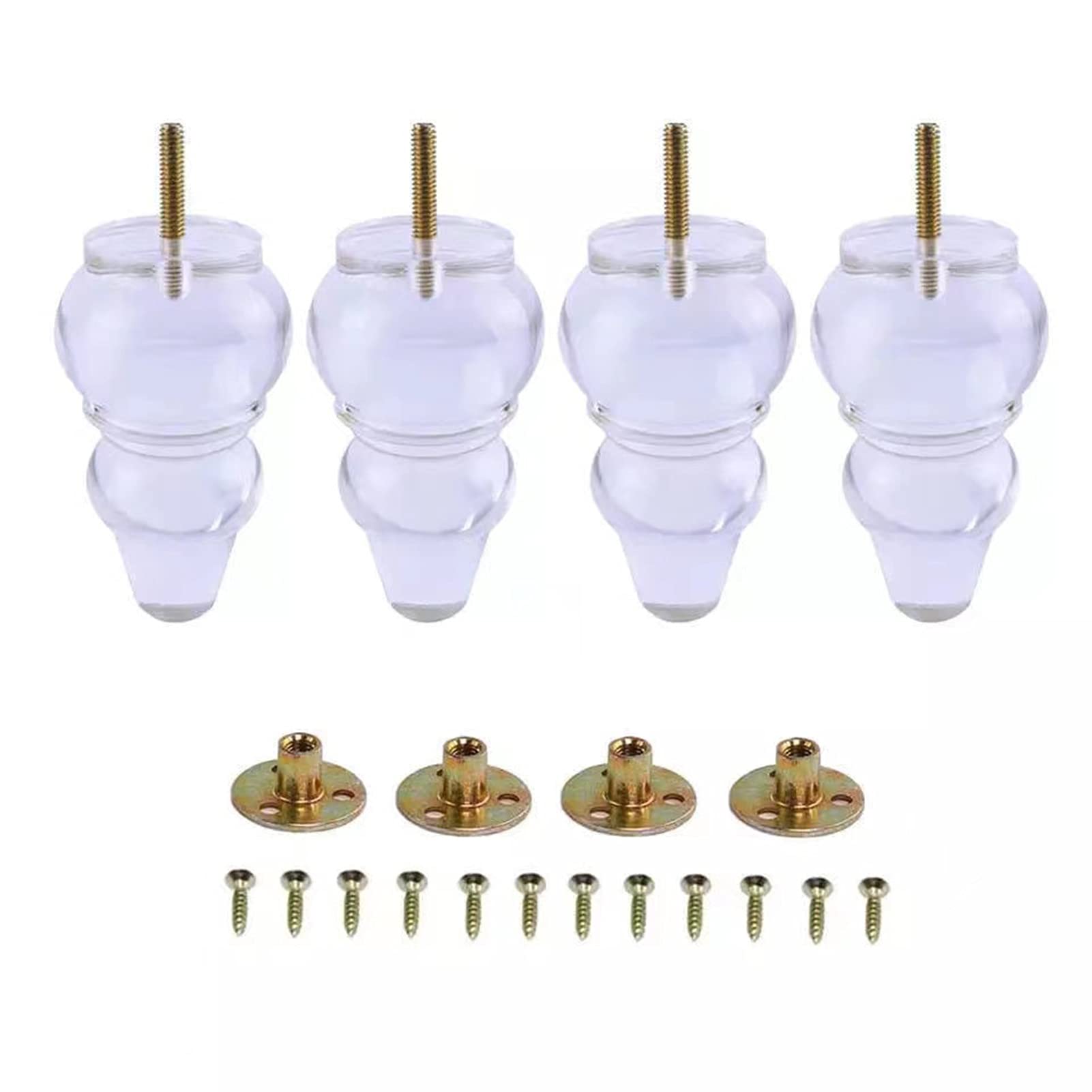 4.7 Inch Clear Acrylic Furniture Legs - Set of 4 Replacement Sofa Feet for Couch, Cabinet, Bed, End Tables & Bookcase | Modern Transparent DIY Decor for Living Room, Bedroom & Office