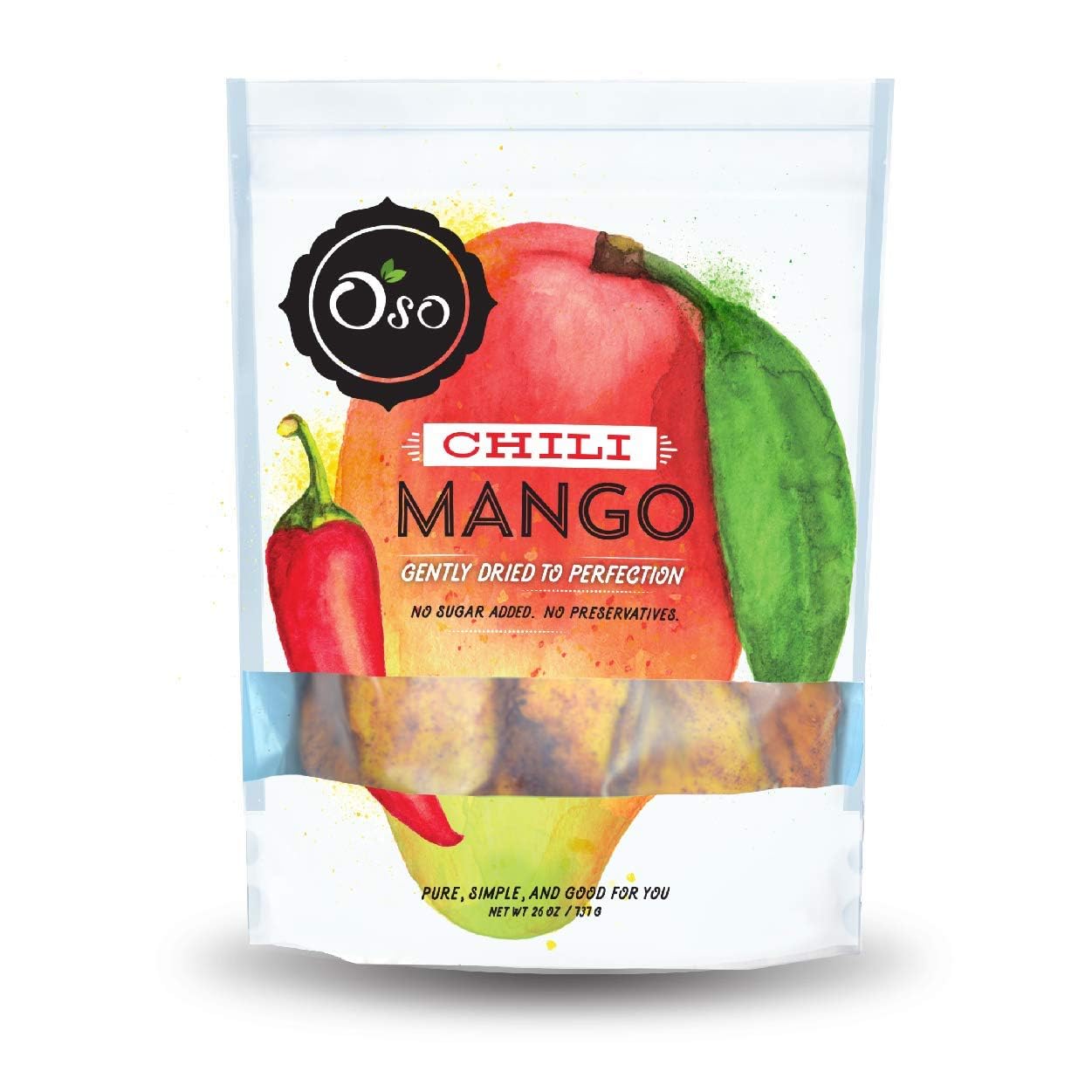 Oso Snacks Dried Chili Mango Slices - No Added Sugar, No Preservatives, Large Premium Pieces - 26oz Bulk Pack - Perfect for Snacking, Gifts & Healthy On-the-Go Treats