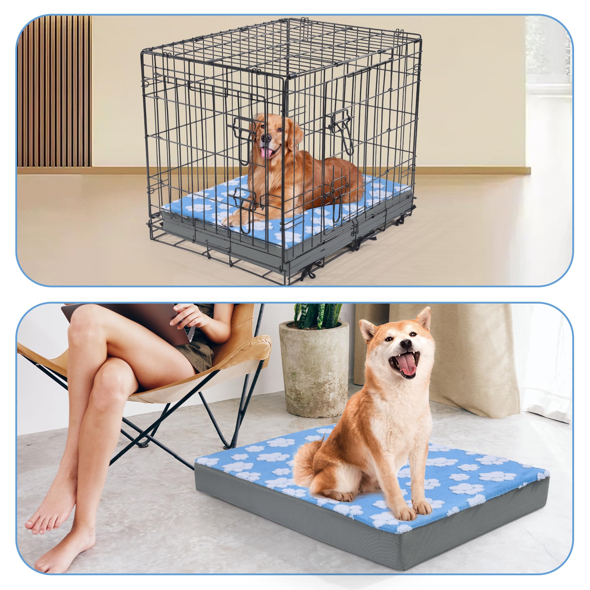 **MABOZOO Waterproof Washable Dog Bed Cover - 40x30x4 Inch Plush Replacement Cover with Anti-Slip Bottom for Small to Medium Dogs - Perfect for Indoor, Crate & Travel Use**