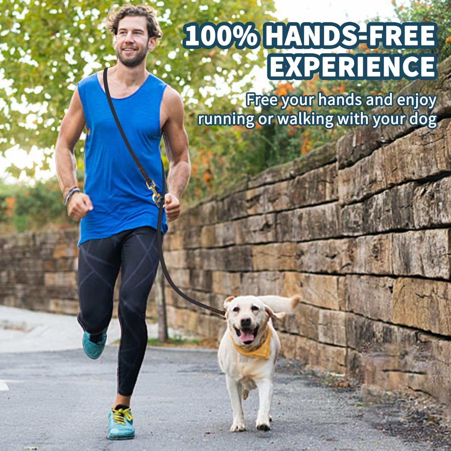 Premium 8ft Genuine Leather Dog Leash - Hands Free, Multi-Function Training Leash for Small, Medium & Large Dogs | Durable Double-Ended Design for Walking, Running & Outdoor Adventures