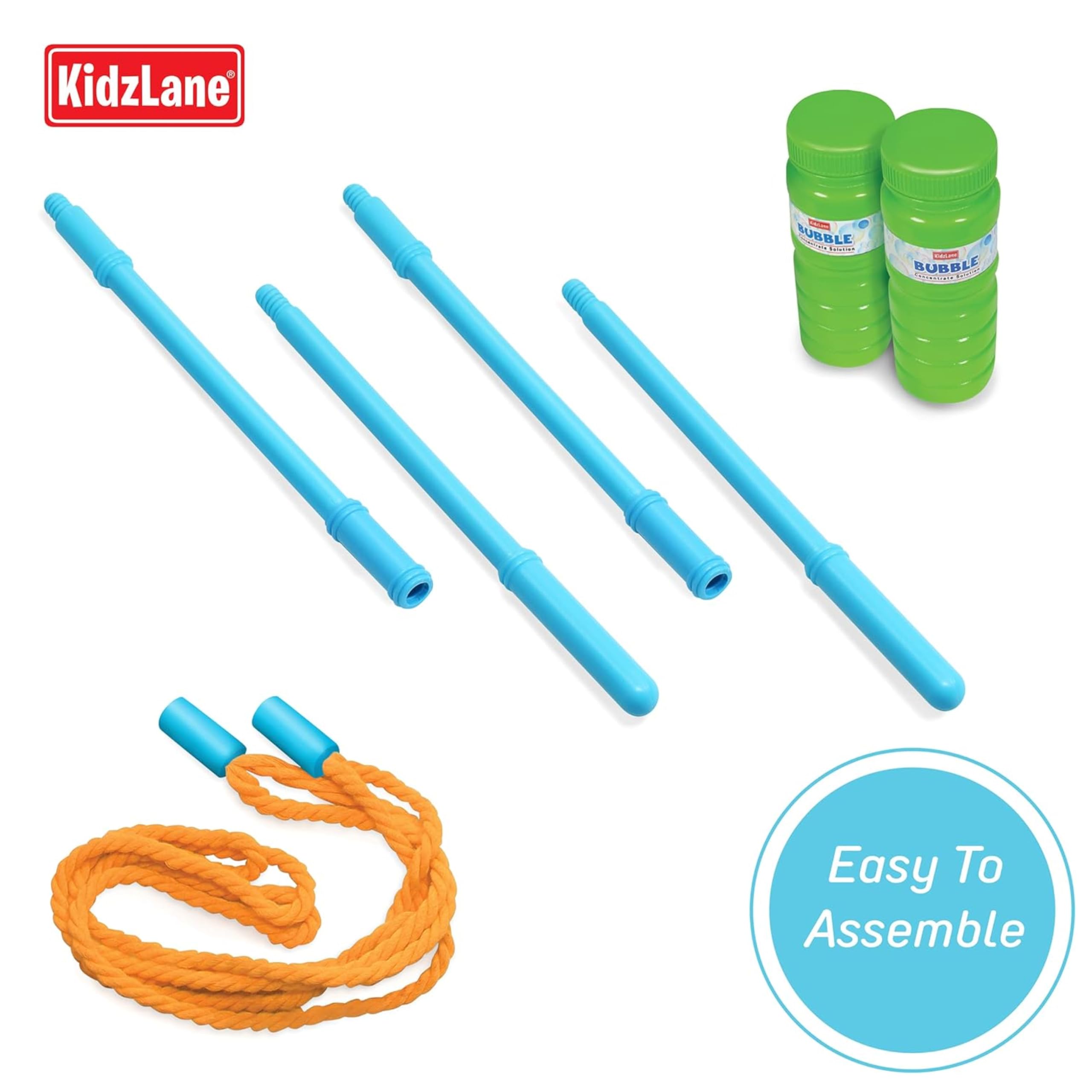 Kidzlane Giant Bubble Wand Set with 24oz Bubble Solution - Outdoor Bubble Maker Toy for Kids Ages 3+ | Perfect for Backyard Play, Birthday Parties & Summer Activities