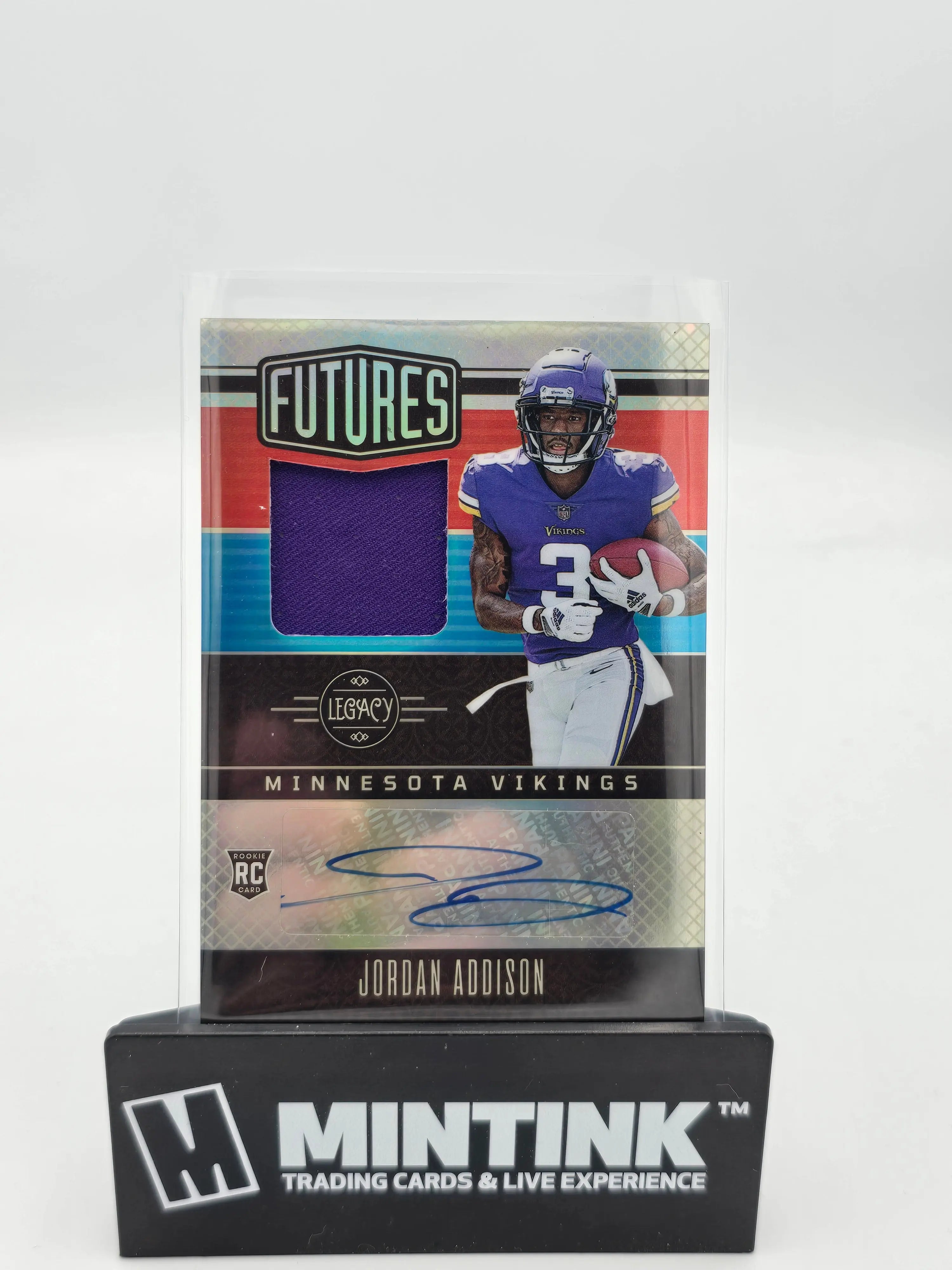 2023 Panini Legacy Football Jordan Addison Rookie Card Futures Patch Auto /249 - Perfect for NFL Collectors & Sports Memorabilia Enthusiasts