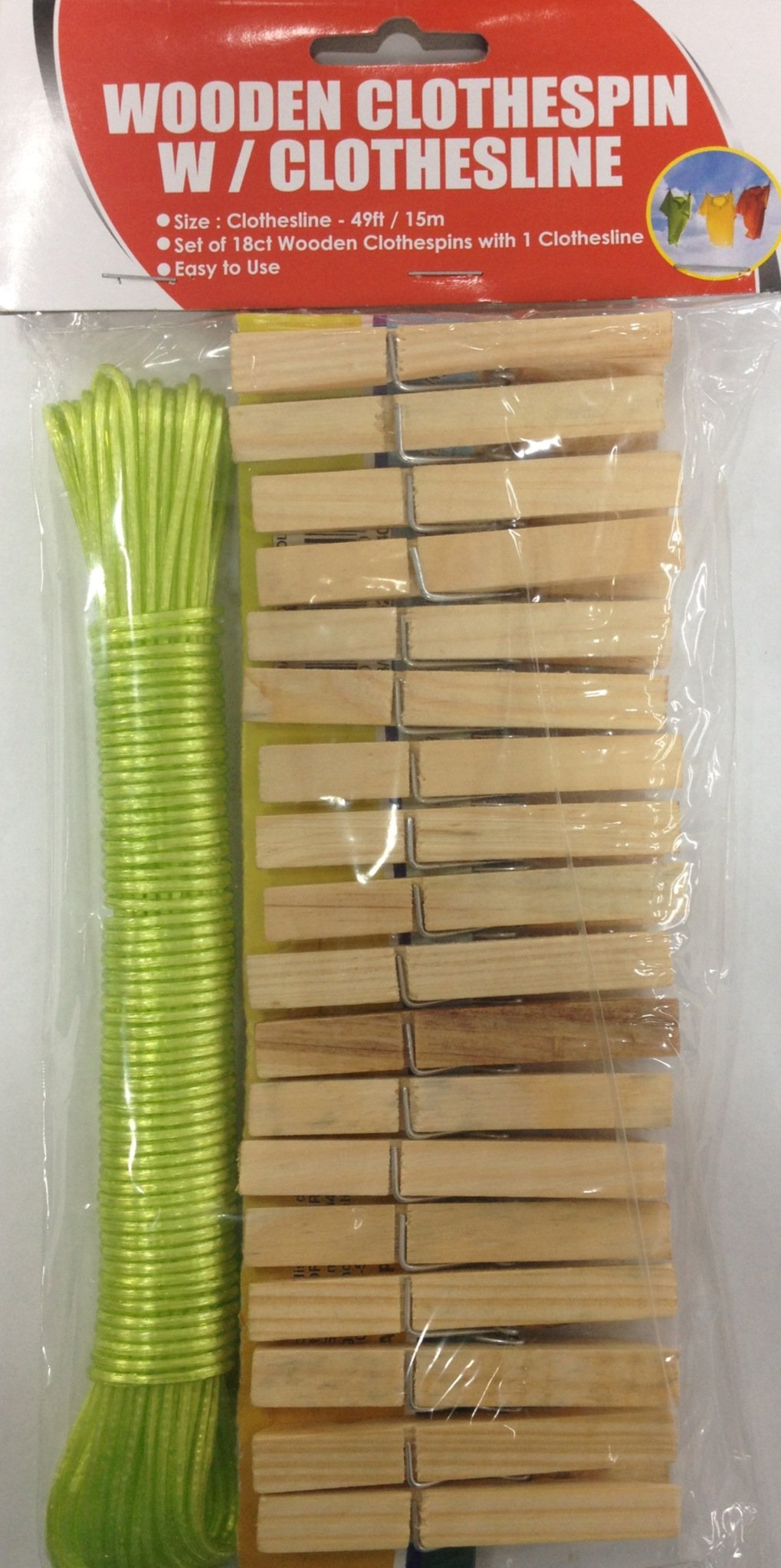 Premium Wooden Clothespins with Strong Clothesline - Durable Laundry Clips for Hanging Clothes Indoors & Outdoors - Perfect for Drying Garments, Bedding, and Delicates