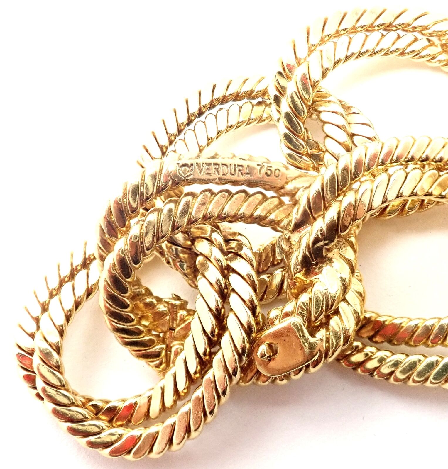 Authentic Verdura 18k Yellow Gold Rope Link Bracelet - Luxury Vintage Jewelry for Women - Perfect for Weddings, Parties & Special Occasions