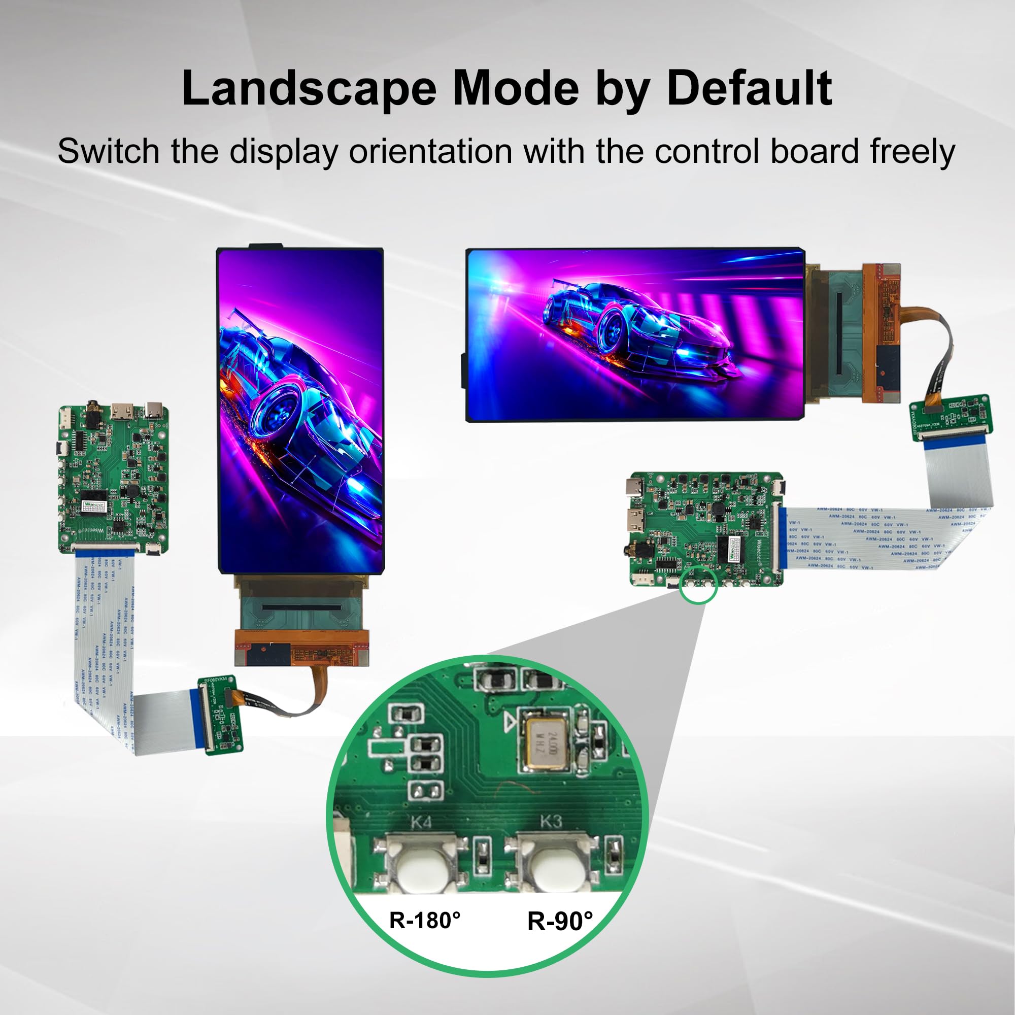 6 Inch Flexible OLED Screen - 2K 2880x1440 Resolution, HDMI Driver Board, Bendable Display - Compatible with Windows/Mac/Linux/Android - Perfect for DIY Projects, Portable Displays & Digital Signage