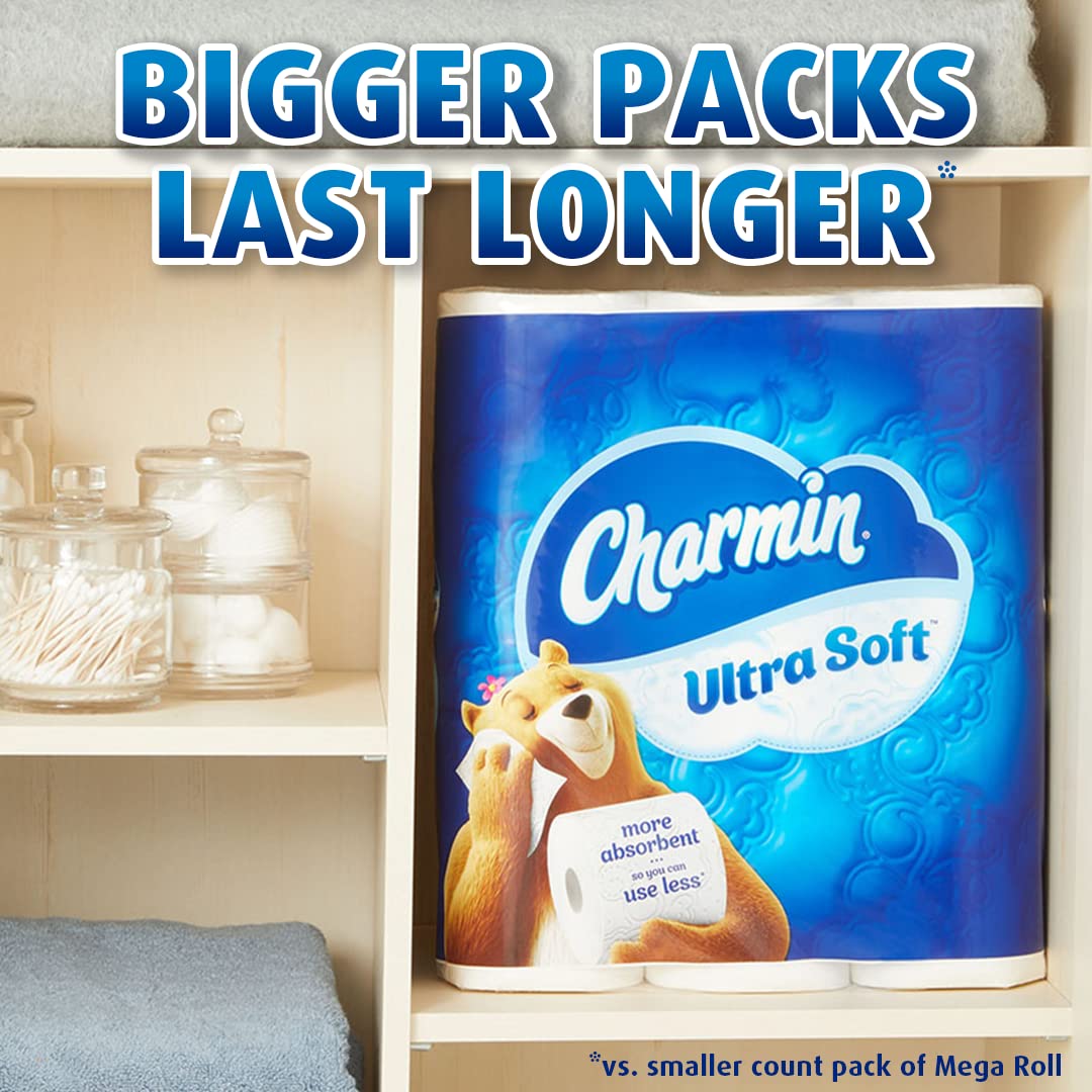 Charmin Ultra Soft Toilet Paper - 6 Super Mega Rolls (Equivalent to 36 Regular Rolls) | 6-Pack | Premium Bathroom Tissue for Gentle Clean | Perfect for Home, Office & RV Use