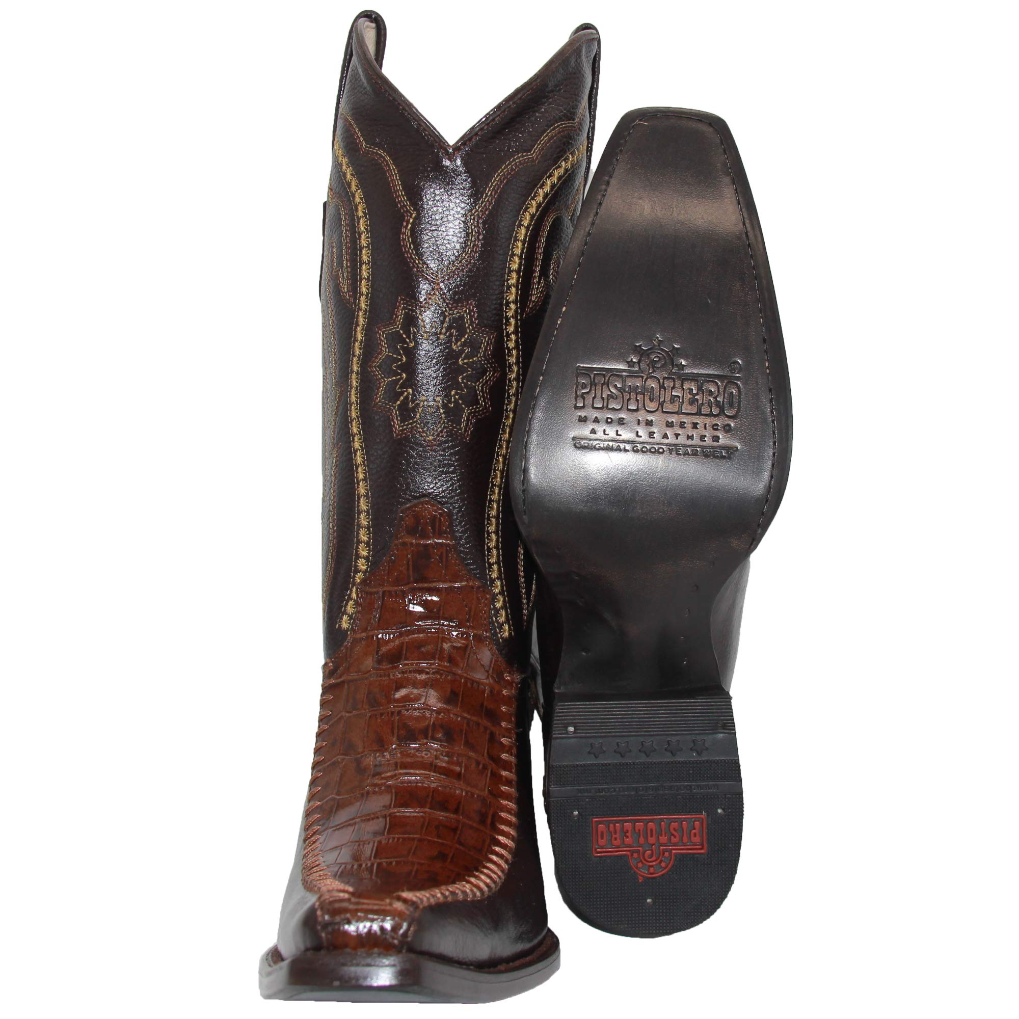 Authentic Men's Cowhide Leather Western Boots with Crocodile Print - Stylish & Durable Cowboy Boots for Rodeo, Country Music Festivals & Western Fashion