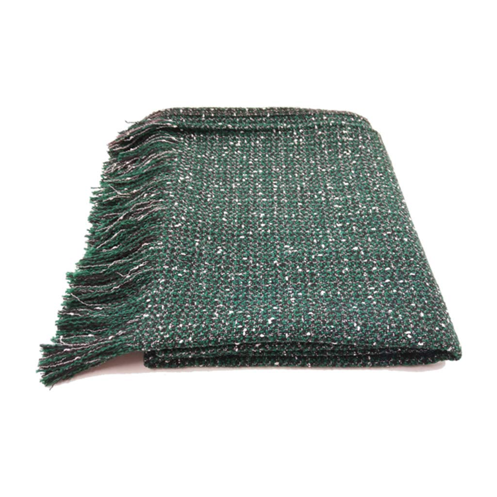 European Style Knitted Blanket - Modern Tassel Throw Blanket Set in Green, 70x240cm (27.6x94.5 Inch) - Soft Bedspread for Sofa, Bed & Home Decor - Perfect for Living Room, Bedroom & Cozy Nights