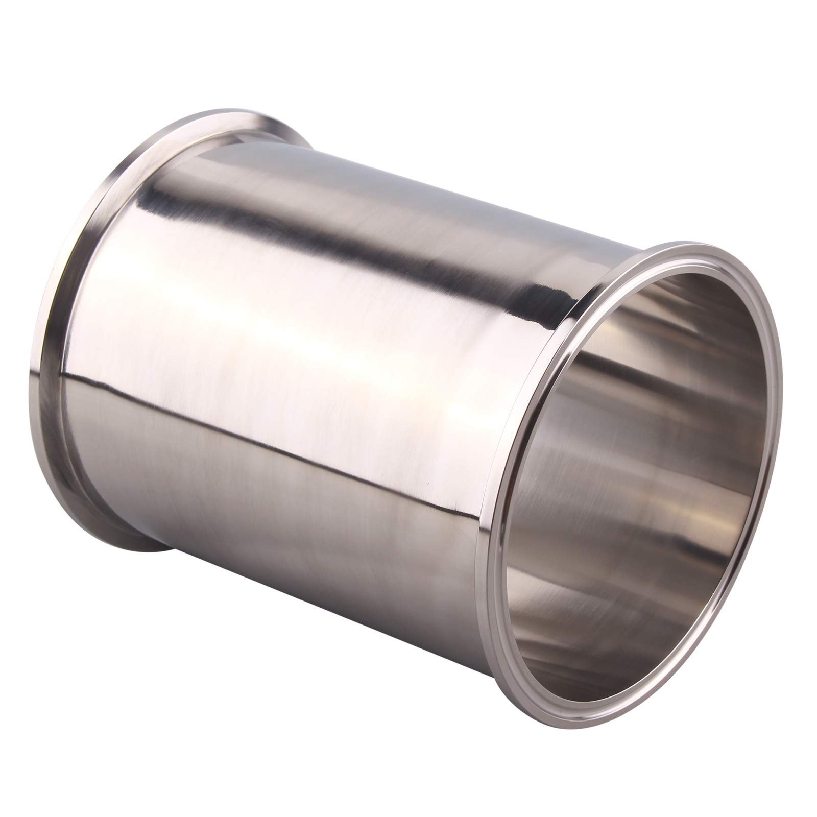DERNORD 304 Stainless Steel Sanitary Spool Tube - 8 Inch (204MM) Seamless Round Tubing with 6 Inch Tri Clamp Ferrule Flange - Food Grade, Hygienic Piping for Brewery, Dairy, Pharmaceutical & Beverage Industry
