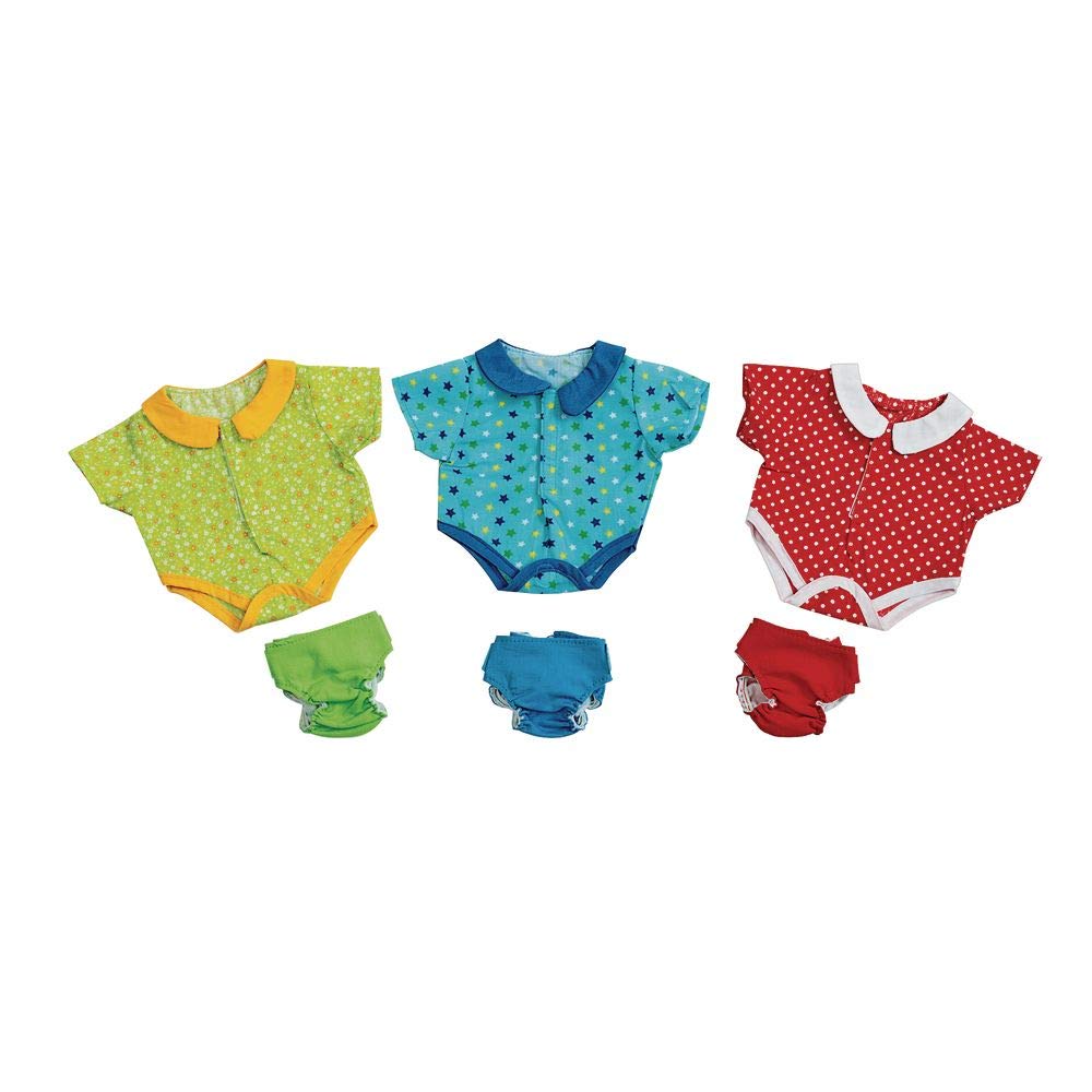 Excellerations Adjustable Onesies & Diapers for 12-14 Inch Dolls - Colorful Doll Clothes Set for Pretend Play, Machine Washable - Perfect for Imaginative Play, Daycare & Preschool Dramatic Play Activities