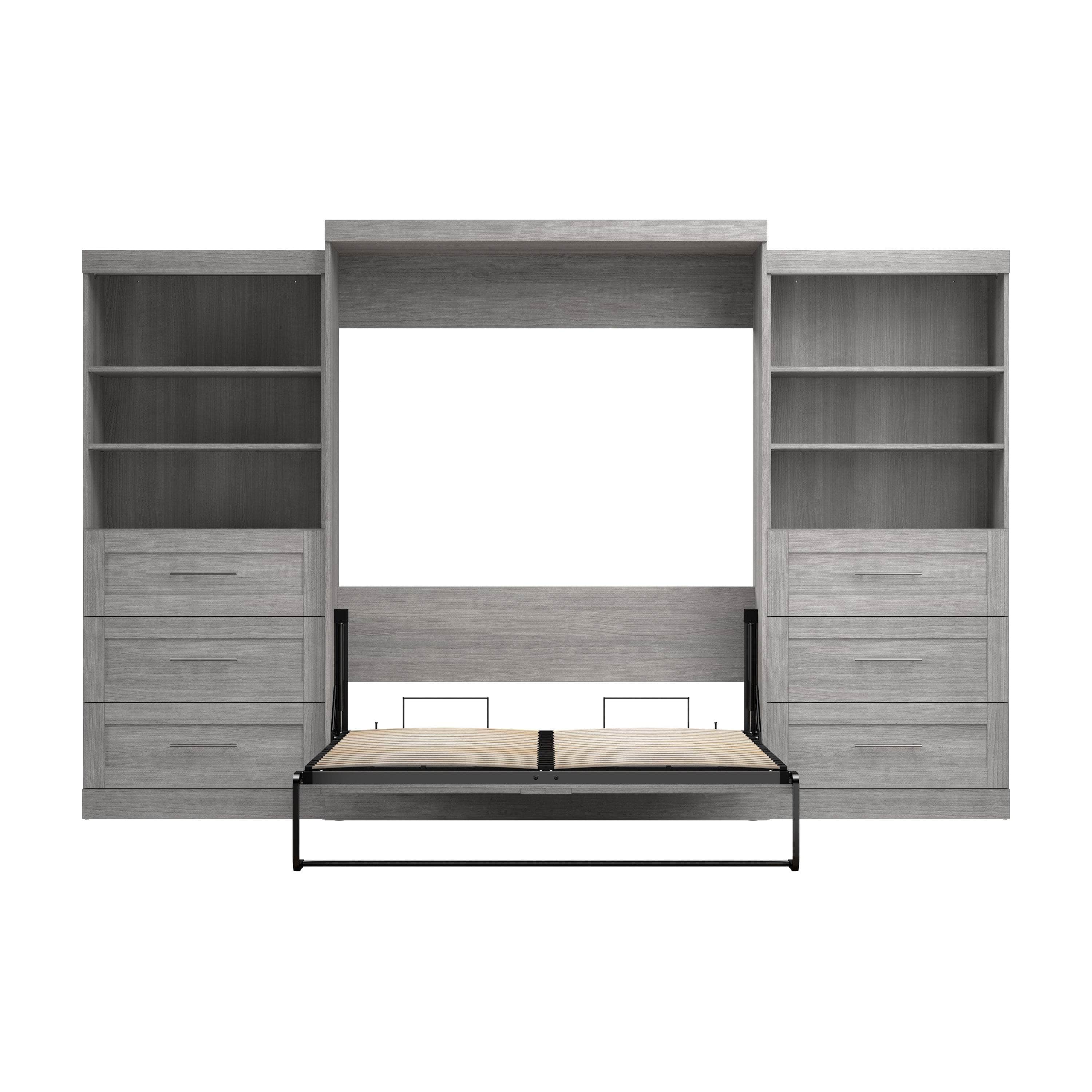 Pur Queen Murphy Wall Bed with 2 Storage Drawers - Space Saving Fold Down Bed (136 Inch) in 6 Colors | Perfect for Small Apartments, Guest Rooms & Home Offices