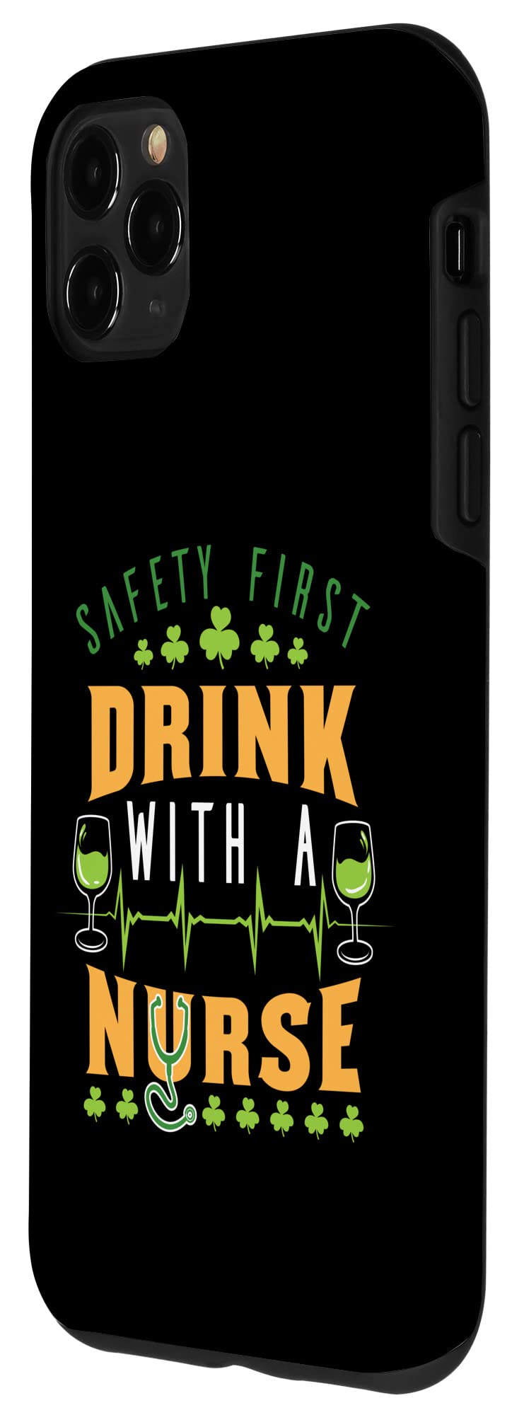 iPhone 11 Pro Max Protective Case - St. Patrick's Day Nurse Themed Design | Shockproof Cover for Healthcare Workers & Party Lovers