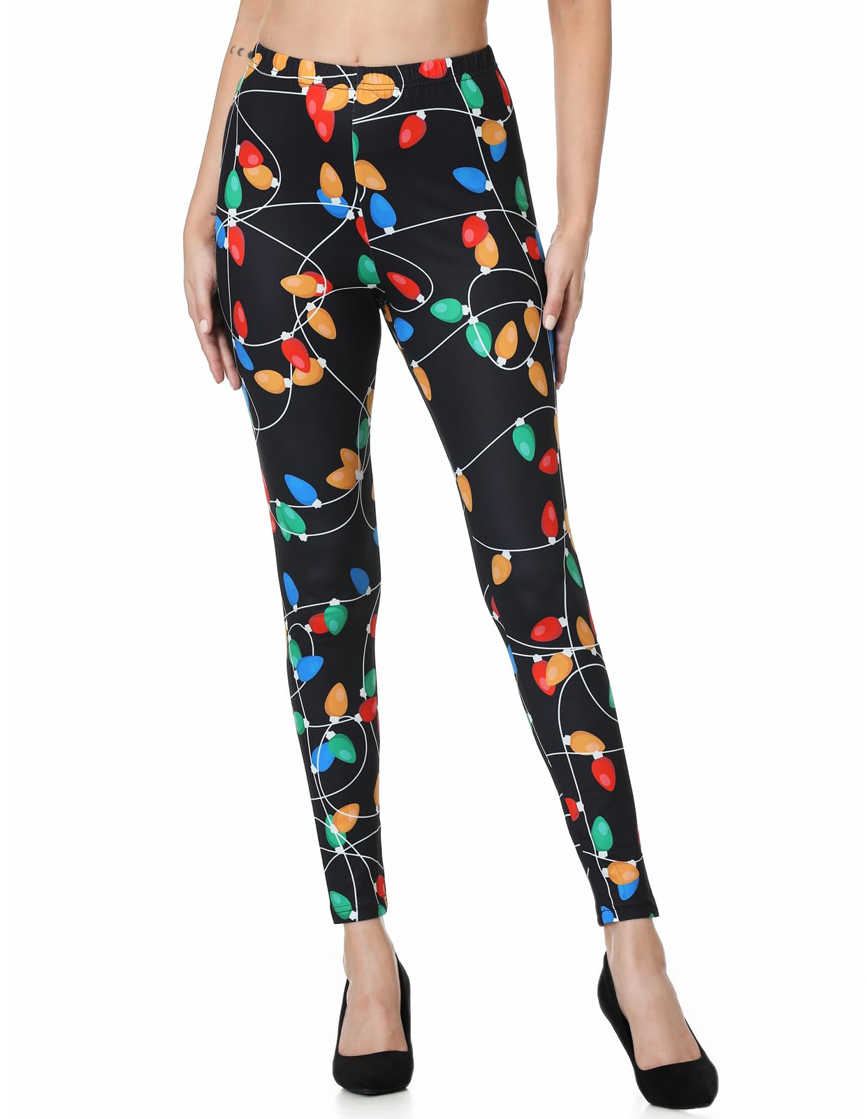 GRAJTCIN Women's Rainbow Striped Leggings - Stretchy Workout Pants for Yoga, Running & Fitness - Fun Christmas & Halloween Party Costume Tights - Perfect for Cosplay, Festive Outfits & Dance Performances