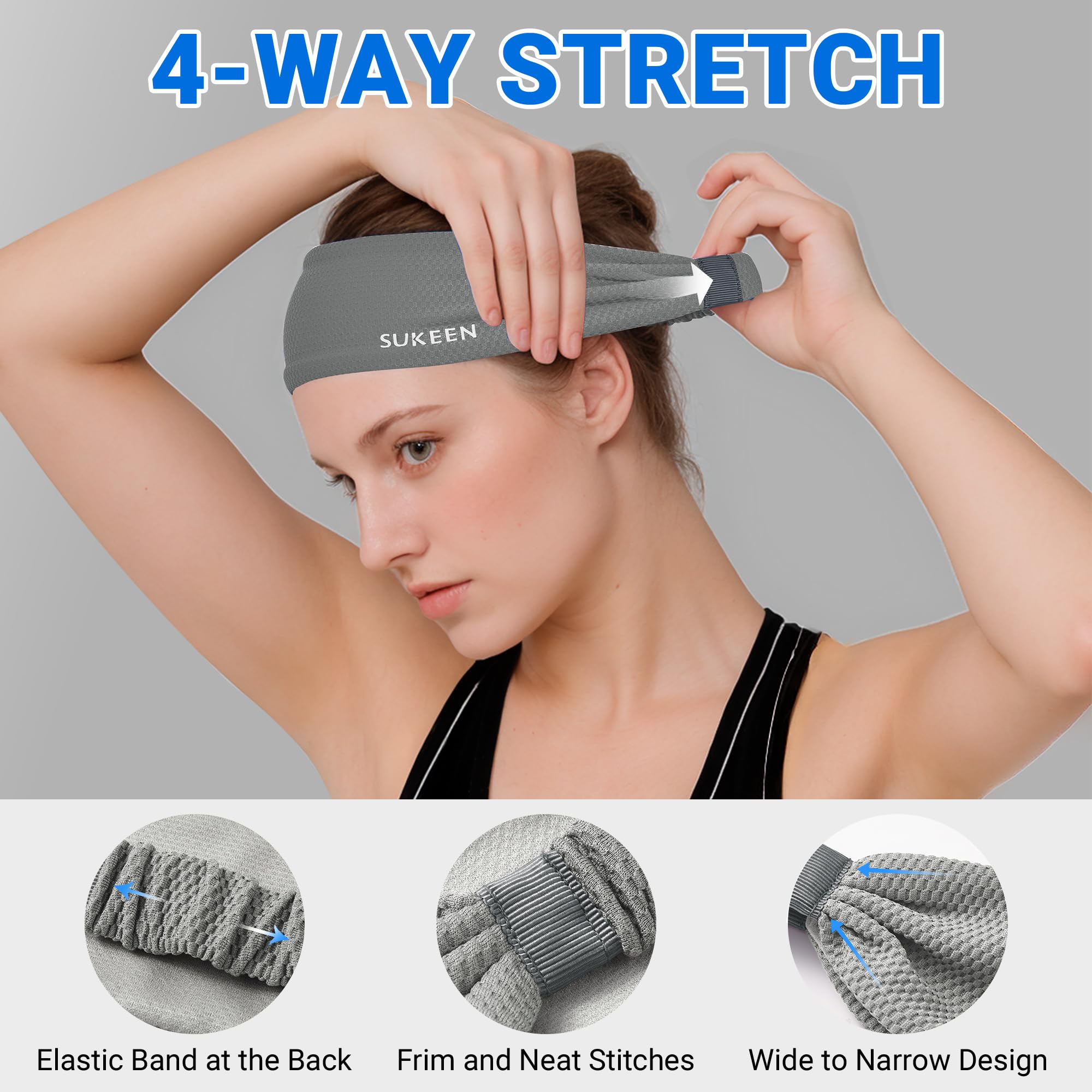 Sukeen Women's Workout Headbands - Moisture Wicking, Non-Slip, Cooling Sweatbands for Running, Yoga, Gym & Sports | Perfect for Active Lifestyles & Sweat Protection