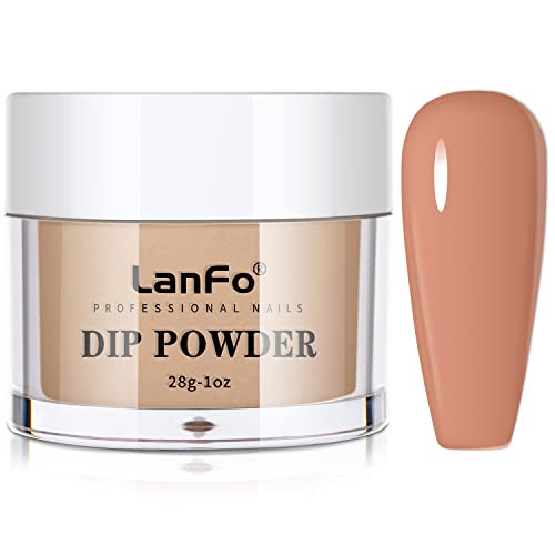 LanFo Brown Dip Powder for Nails - 1oz/28g Nude Chocolate Brown Nail Dipping Powder Kit - No UV Lamp Needed, Long-Lasting French Manicure - Perfect for Home Salon & DIY Nail Art | Ideal for Everyday Wear, Special Occasions & Professional Nail Services