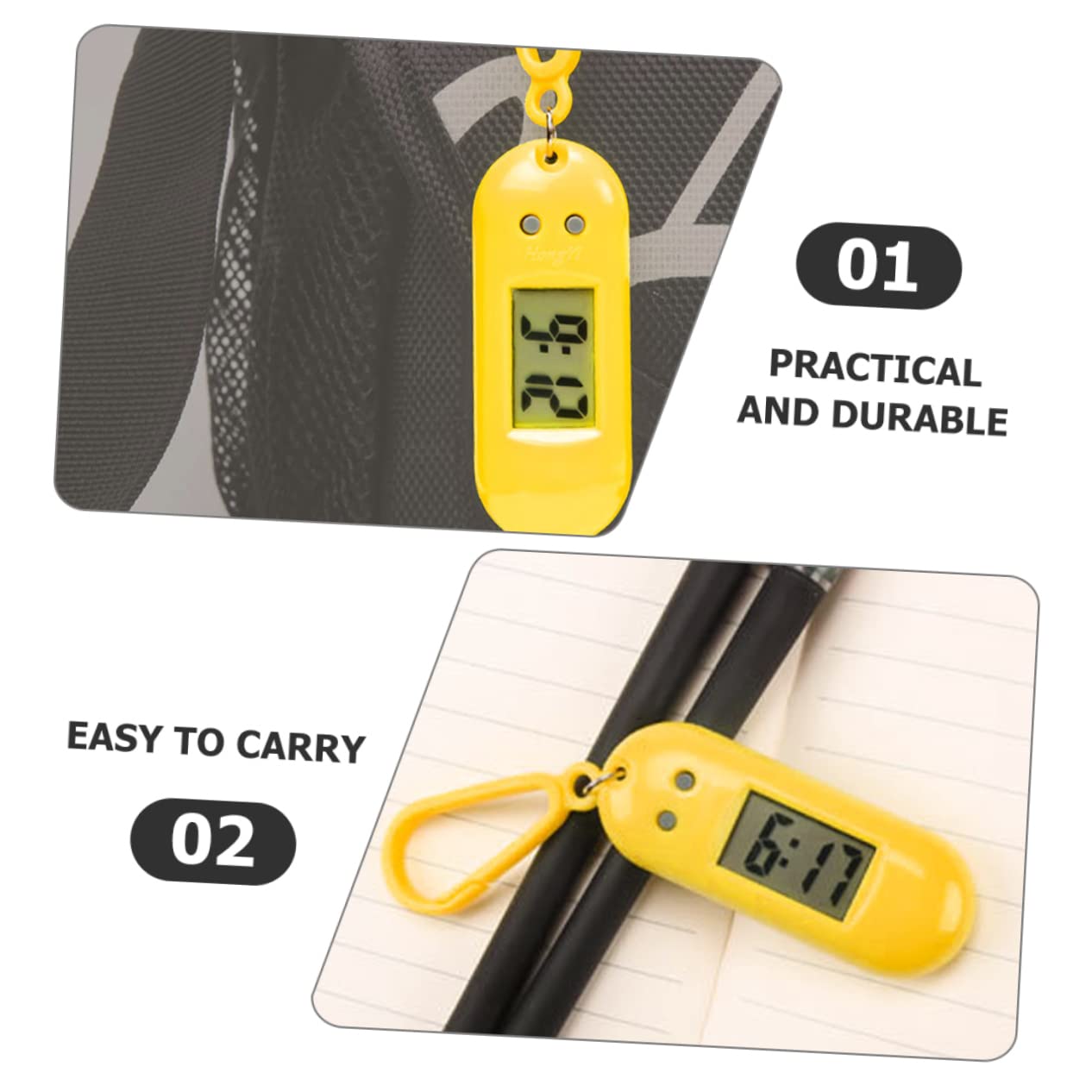 Kisangel 2-Pack Student Digital Keychain Watch - Portable Plastic Key Fob Watch for Kids, Teens & School Use - Perfect for Backpacks, Lunchboxes & School Supplies Organization