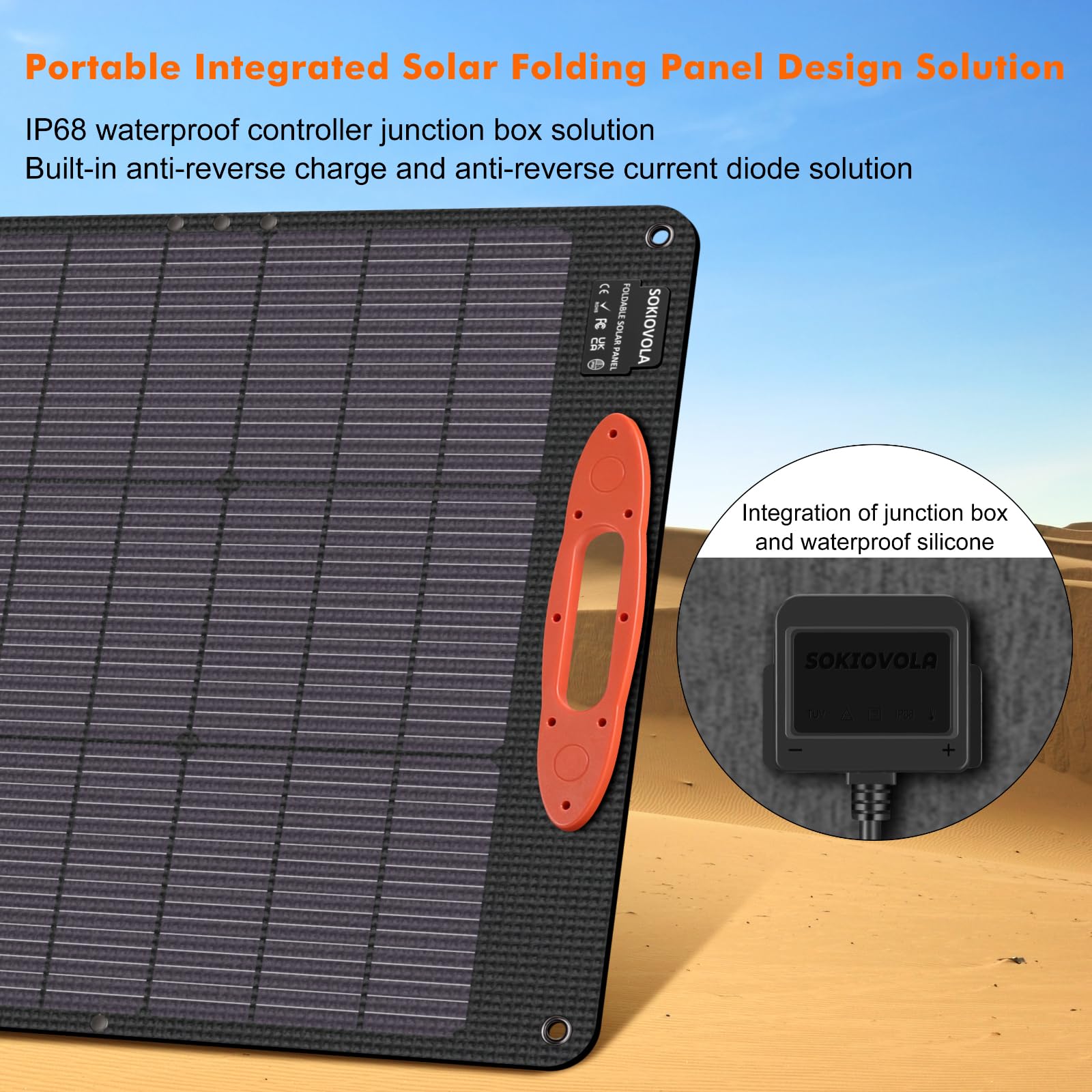 200W Portable Solar Panel for Power Station - 20V Foldable Solar Charger with 25% High Efficiency & IP68 Waterproof - Perfect for Outdoor Camping, RV Trips, Emergency Power & Off-Grid Living