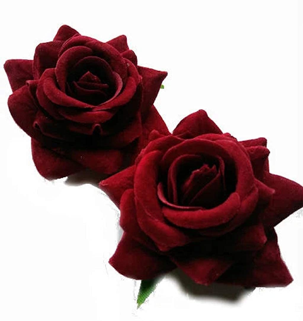 Kidzoo Rose Flower Bridal Hair Clips - 2 Pack Wedding Hair Accessories for Women & Girls | Perfect for Brides, Prom, Formal Events & Special Occasions (Maroon)