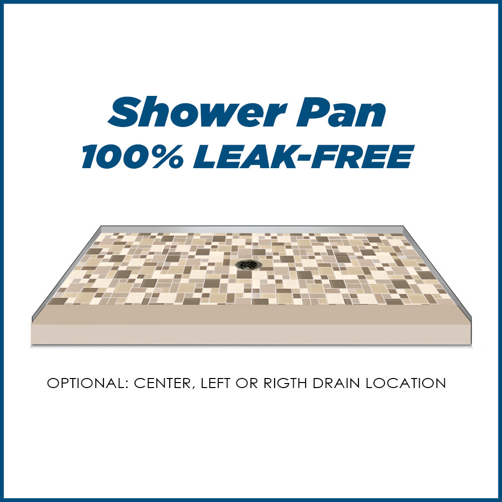 Freedom 60 Alcove Brown Sugar Sistine Stone & Tuscany Mosaic DIY Shower Remodel Kit with Free Shampoo Niche - Waterproof Bathroom Wall Tile for Shower Surround, Backsplash, and Wet Area Installation