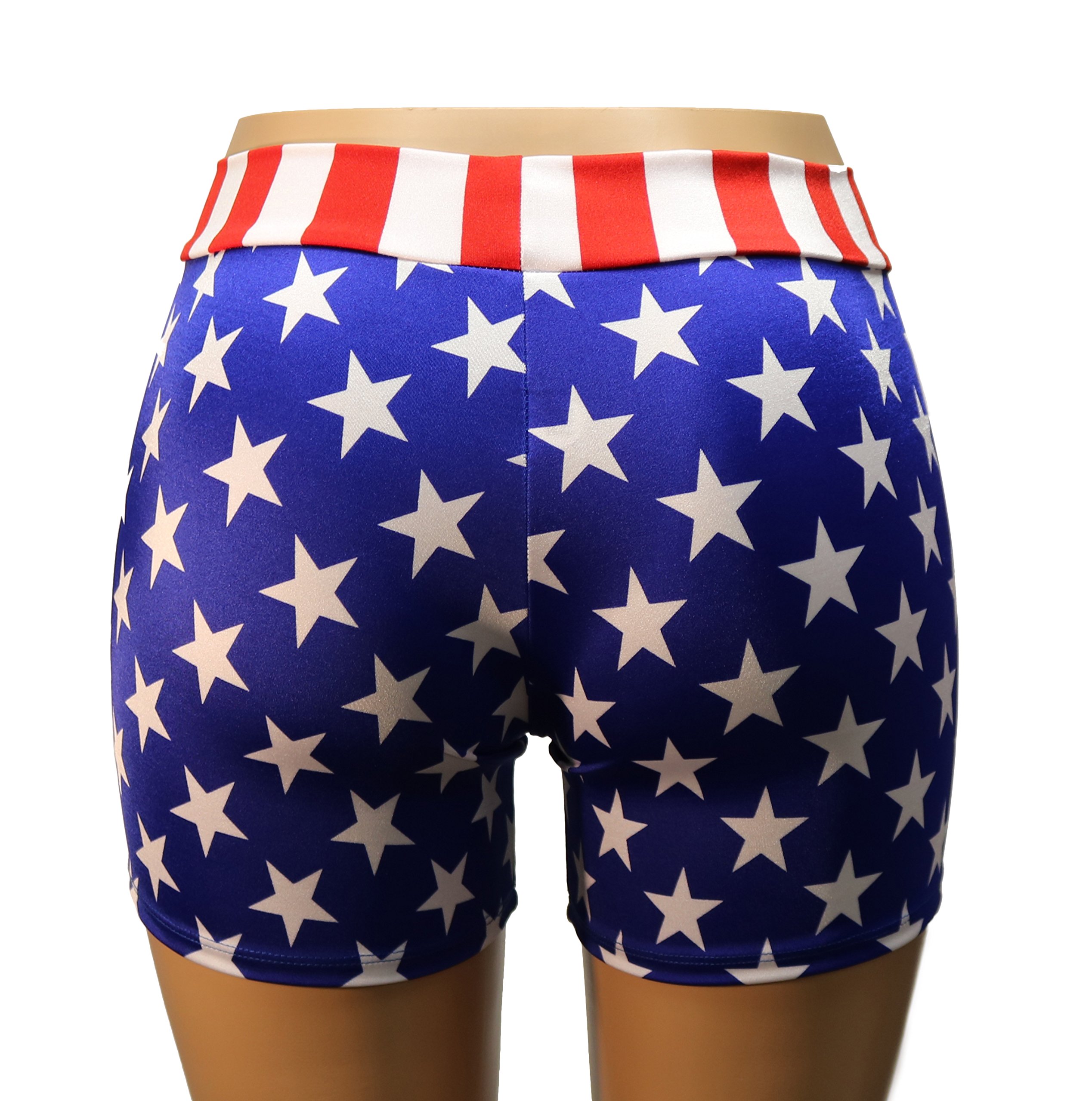 Patriotic American Flag Biker Shorts for Women - USA Stars & Stripes Design - Available in Adult & Plus Sizes - Perfect for 4th of July, Motorcycle Rides & Gym Workouts