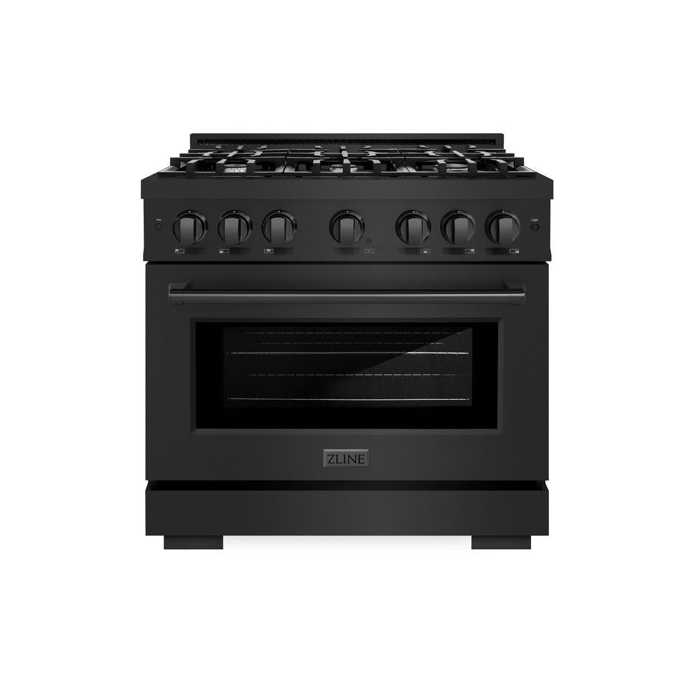 ZLINE 36 Inch 5.2 Cu Ft Gas Range with 6 Burner Cooktop & Convection Oven - Black Stainless Steel (HGRB 36) | Professional Kitchen Appliance for Home Chefs & Cooking Enthusiasts