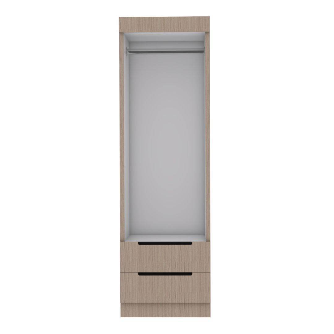 Harris 2 Door Open Wardrobe Closet - Freestanding Storage Cabinet for Bedroom, Living Room & Entryway - Modern Wooden Clothes Organizer with Hanging Rod & Shelves