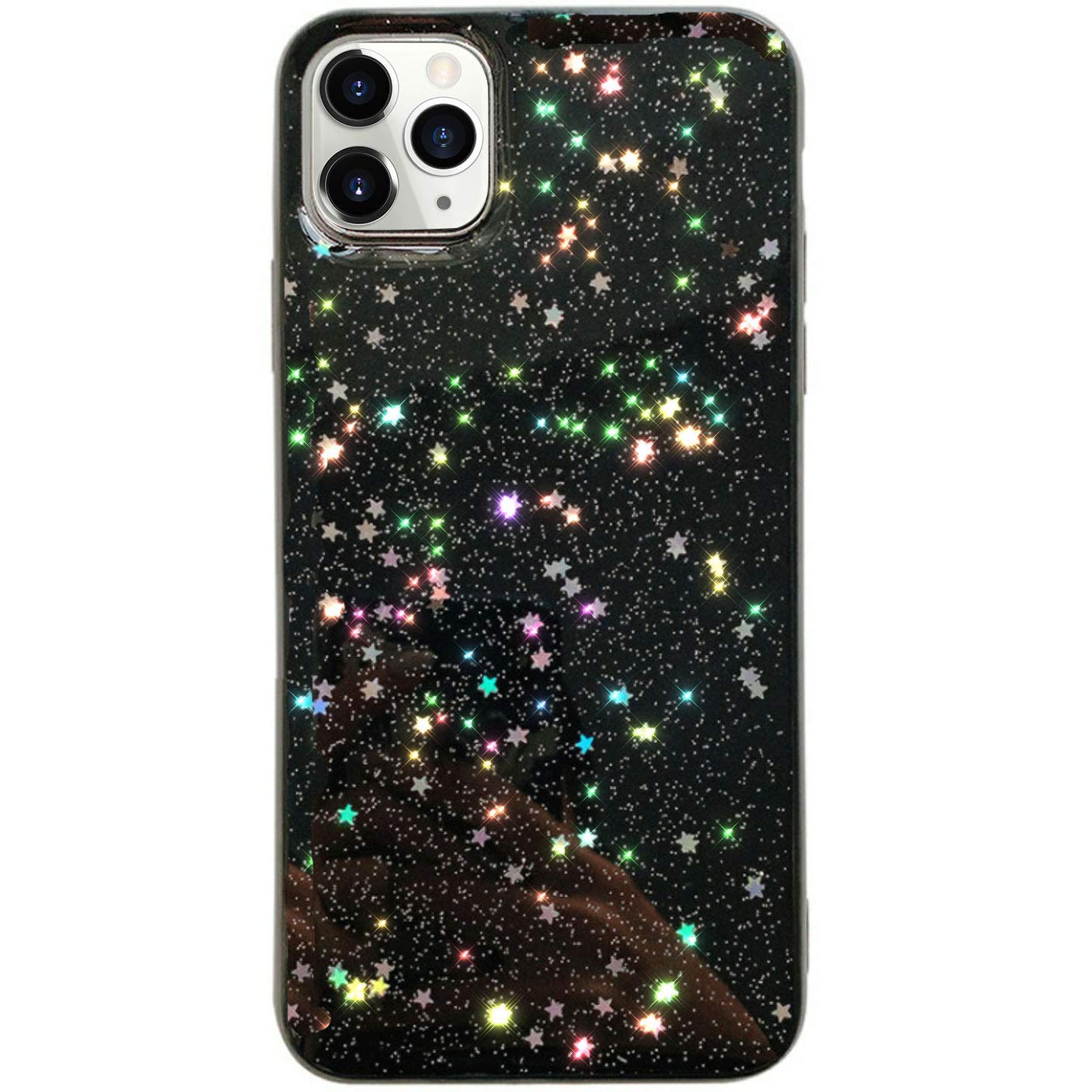 Bonitec Sparkly Luxury Black Glitter Case for iPhone 12 Pro Max - Shiny Bling Stars Stardust Design, Soft Protective Cover | Perfect for Parties, Night Out & Everyday Glam