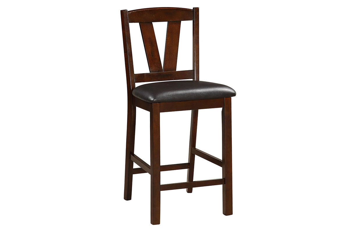 Dark Walnut Wood Framed Counter Height Dining Chairs Set of 2 - Cushioned Breakfast Nook & Kitchen Island Stools for Modern Farmhouse Decor
