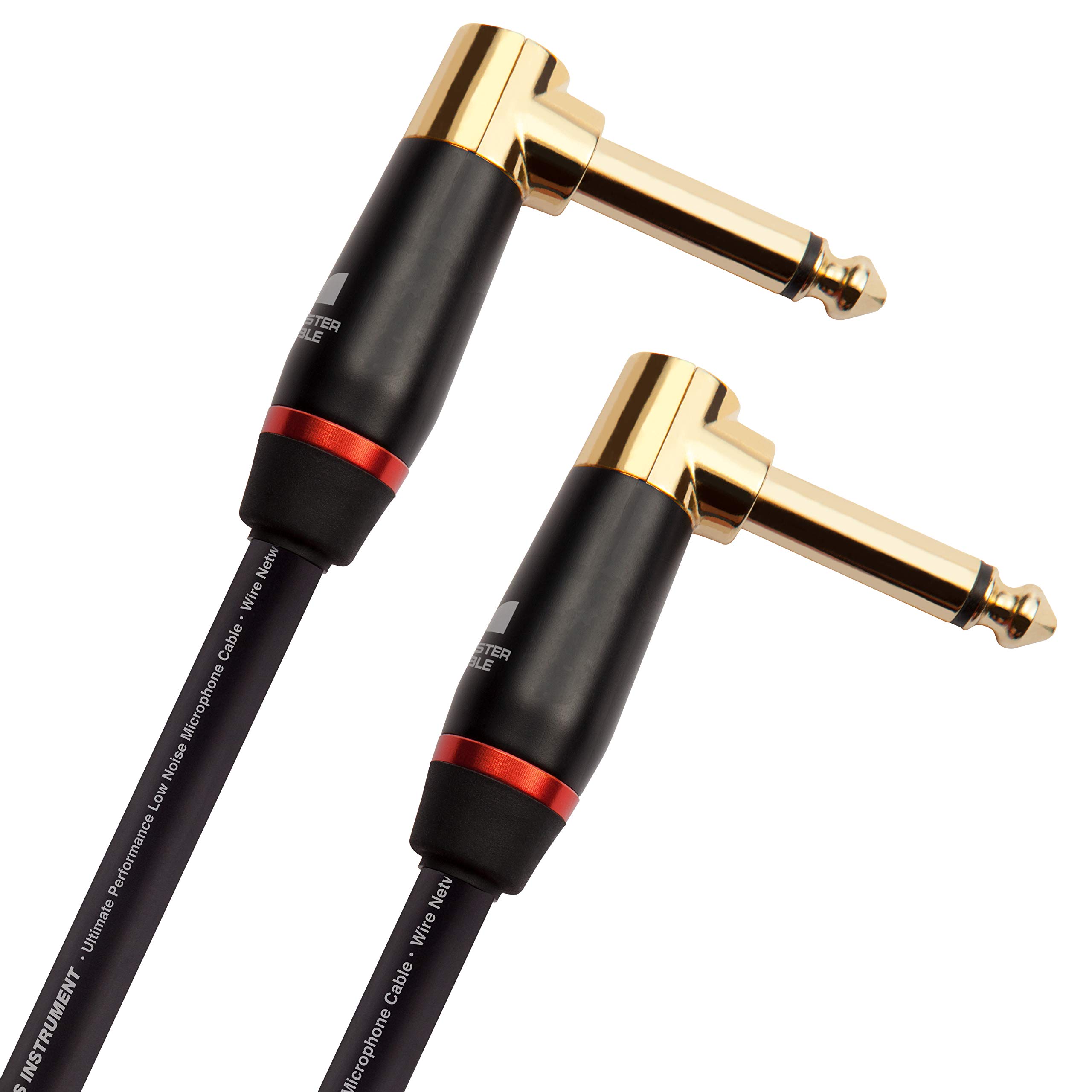 Monster Prolink Bass Guitar Cable - 8ft Right Angle to Right Angle, 95% Copper Braided Shield Instrument Cable for Electric Bass, Guitar, Keyboard - Perfect for Live Performances & Studio Recording