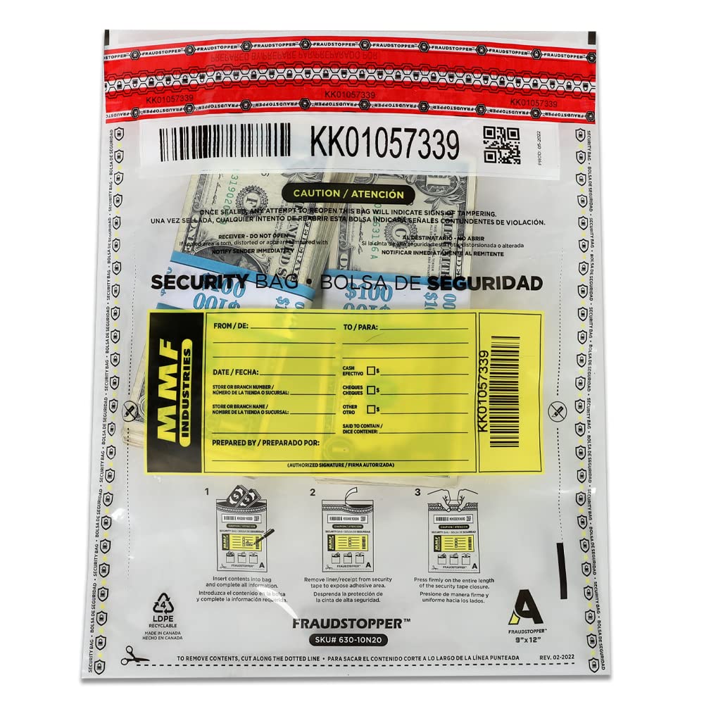 FraudStopper Tamper-Evident Deposit Bags - 2.5mm Thick, 9x12 Inches, 100 Pack - Clear Security Money Bags for Bank Deposits & Cash Handling | Ideal for Retail Stores, Banks, and Small Businesses