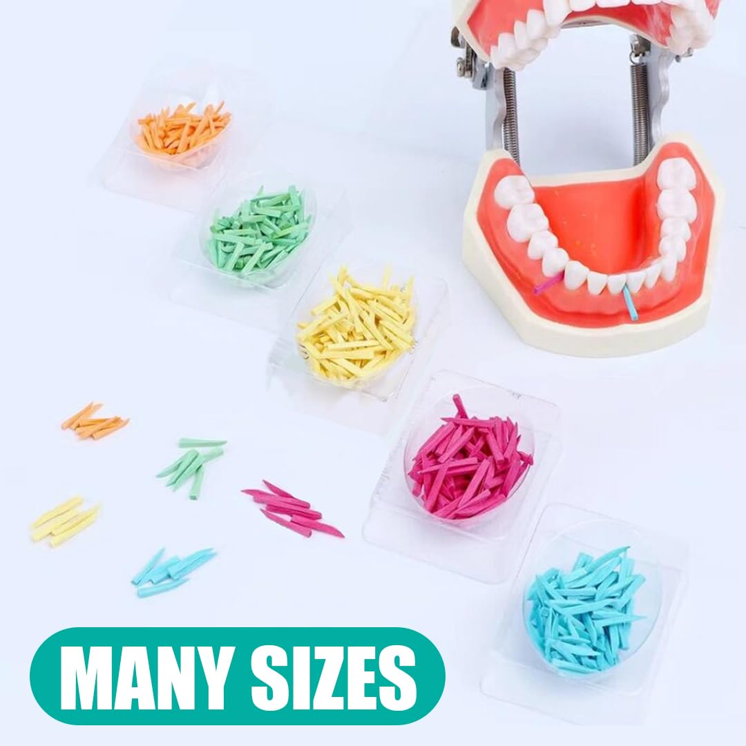 400PCs Dental Grade Assorted Wooden Wedges | Professional Interdental & Interproximal Wedges for Teeth Restoration | Disposable Dental Wedges for Fillings, Crowns & Bridges | Dentist-Approved for Secure & Comfortable Dental Procedures