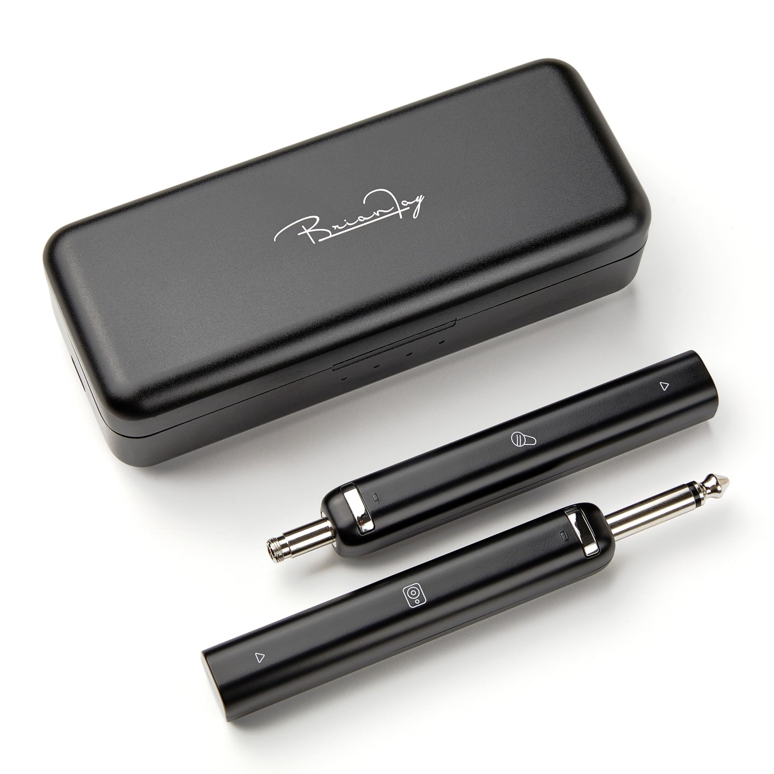 Rechargeable Wireless Lollipop Microphone - 30-Hour Battery Life UHF Band Transmitter & Receiver for Portable Headsets & Lavalier Mics (Black, BF1-MIC) - Perfect for Podcasting, Live Streaming, and Professional Audio Recording