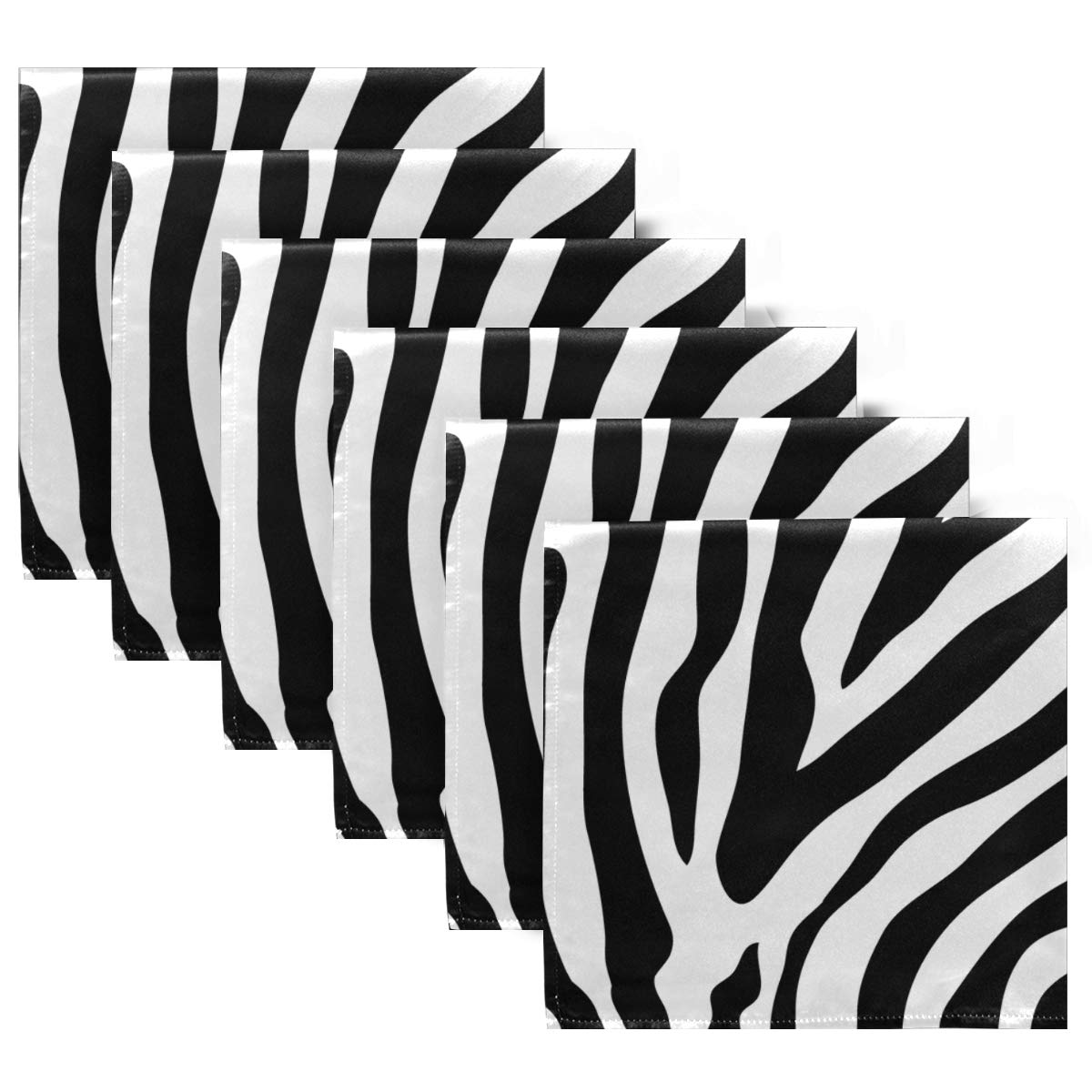 Bardic 6-Pack Zebra Print Cloth Napkins 20x20 Inch - Reusable & Washable Dinner Napkins for Holiday Parties, Restaurants, Banquets & Everyday Dining - Elegant Table Linens for Formal Events & Home Decor