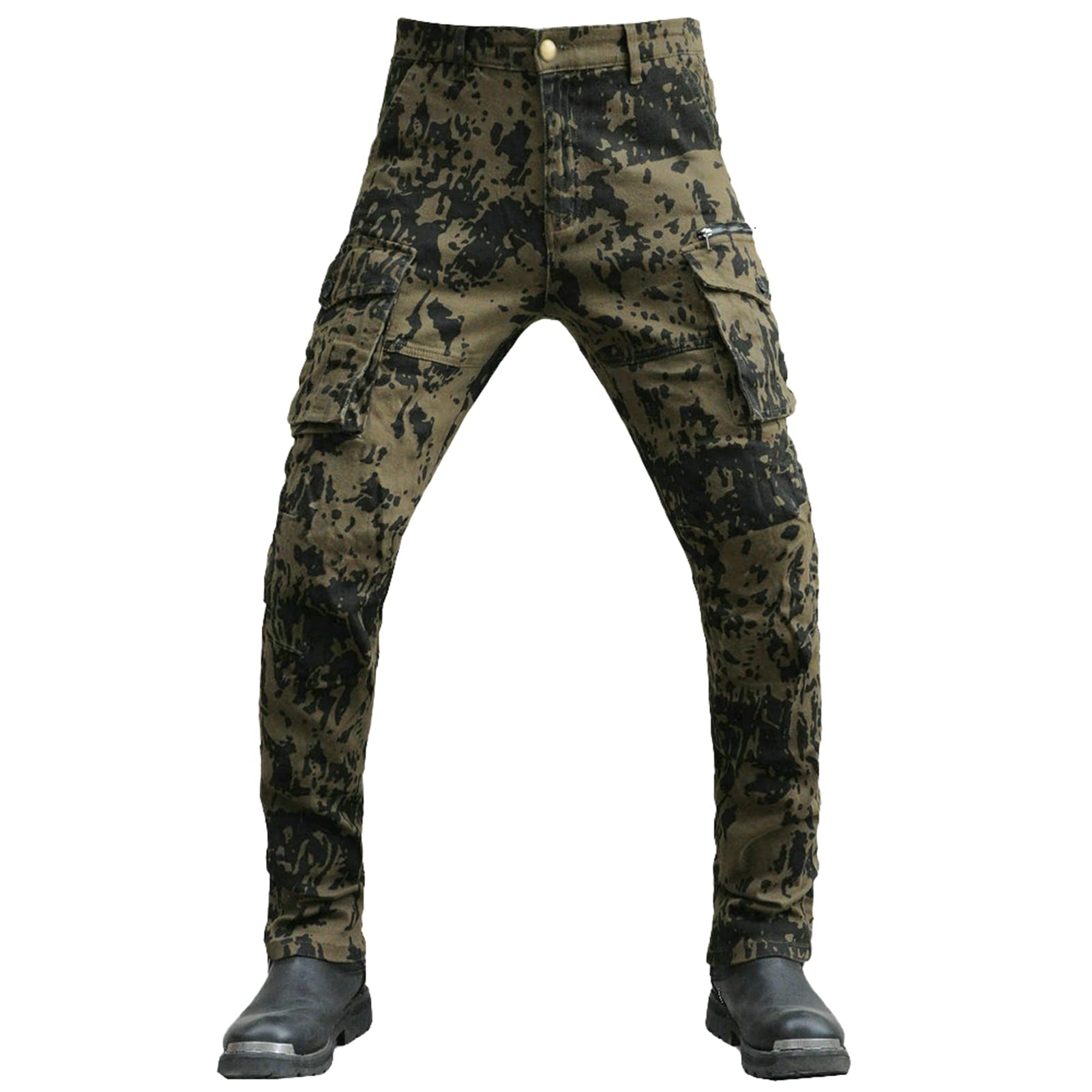 Men's Motorcycle Riding Pants - Ripstop Cargo Trousers with Multi-Pockets for Outdoor Biking & Racing | Durable Biker Jeans for Adventure & Commuting