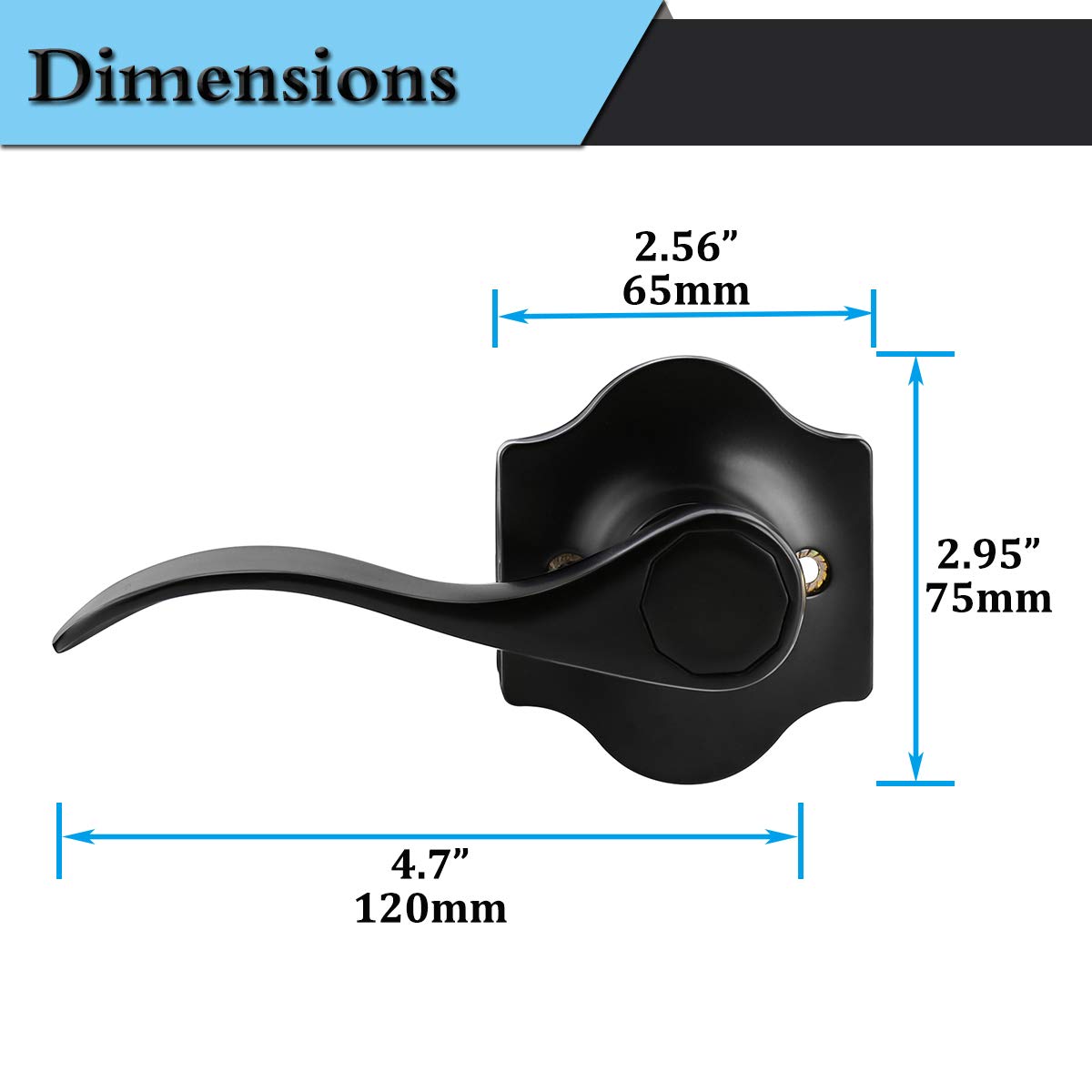 Black Dummy Lever for Interior Door - 2Pack, Left Handed for Pantry & Storeroom