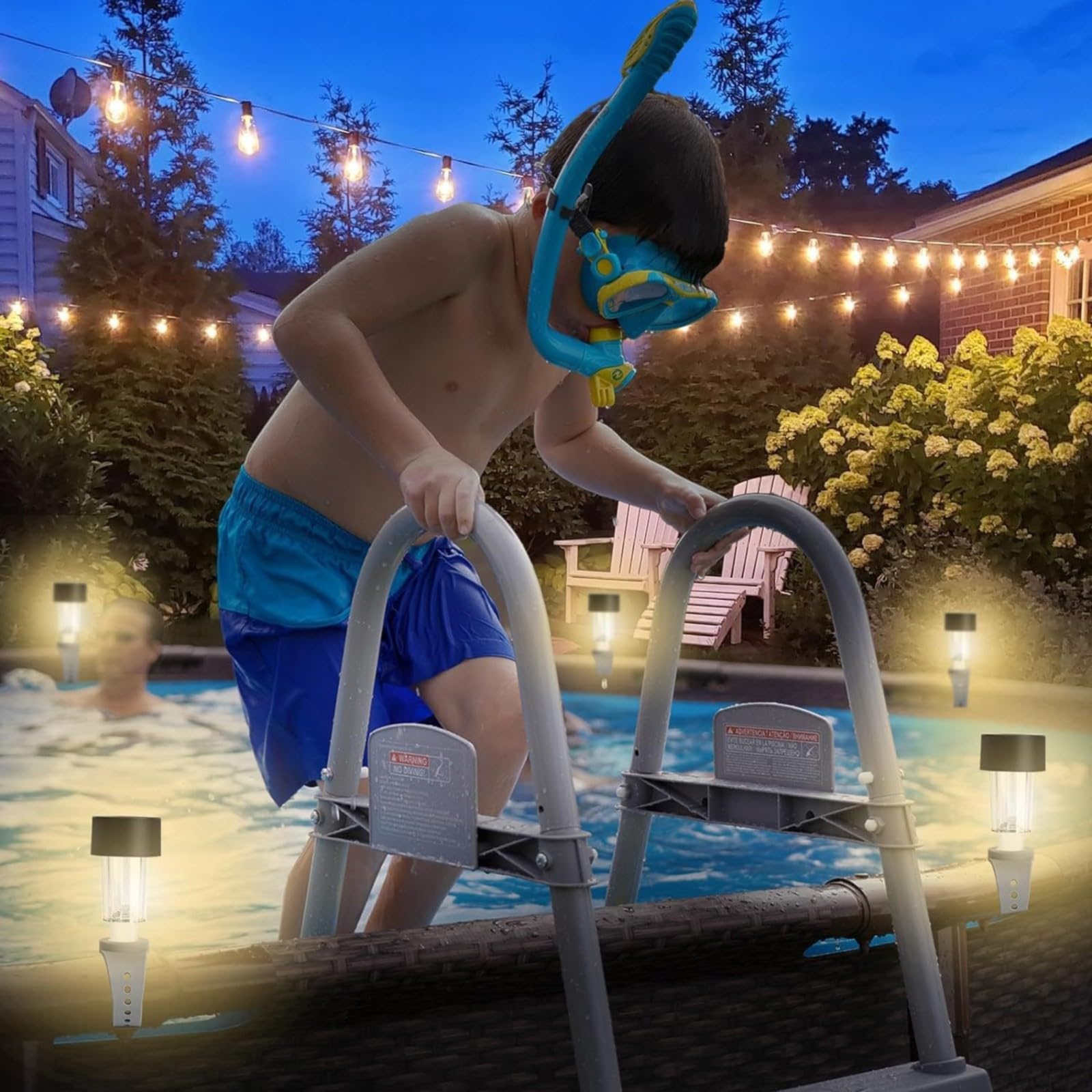 Solar Pool Lights 6-Pack - Waterproof LED Solar Lights for Above Ground Pools, Outdoor Swimming Pool Fence & Enclosure Lighting Decorations - Perfect for Nighttime Pool Parties & Backyard Decor