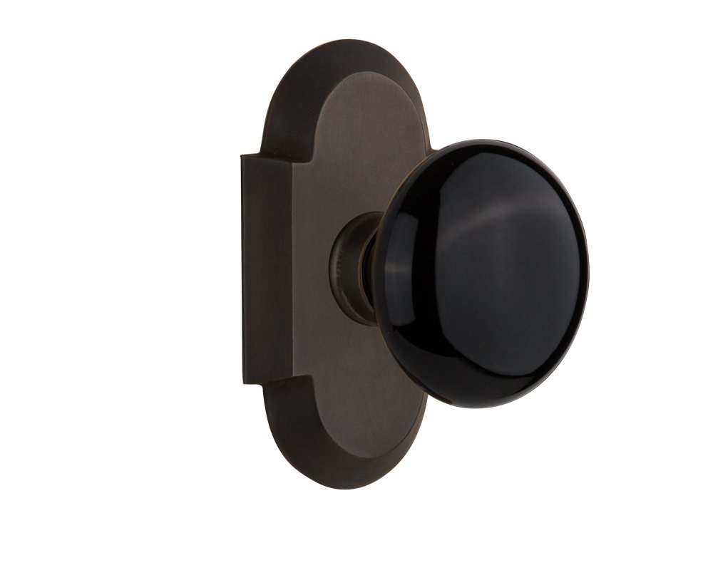 Vintage Style Black Porcelain Door Knob - Nostalgic Warehouse Cottage Plate, Double Dummy, Oil-Rubbed Bronze Finish for Bedroom, Bathroom & Closet Doors