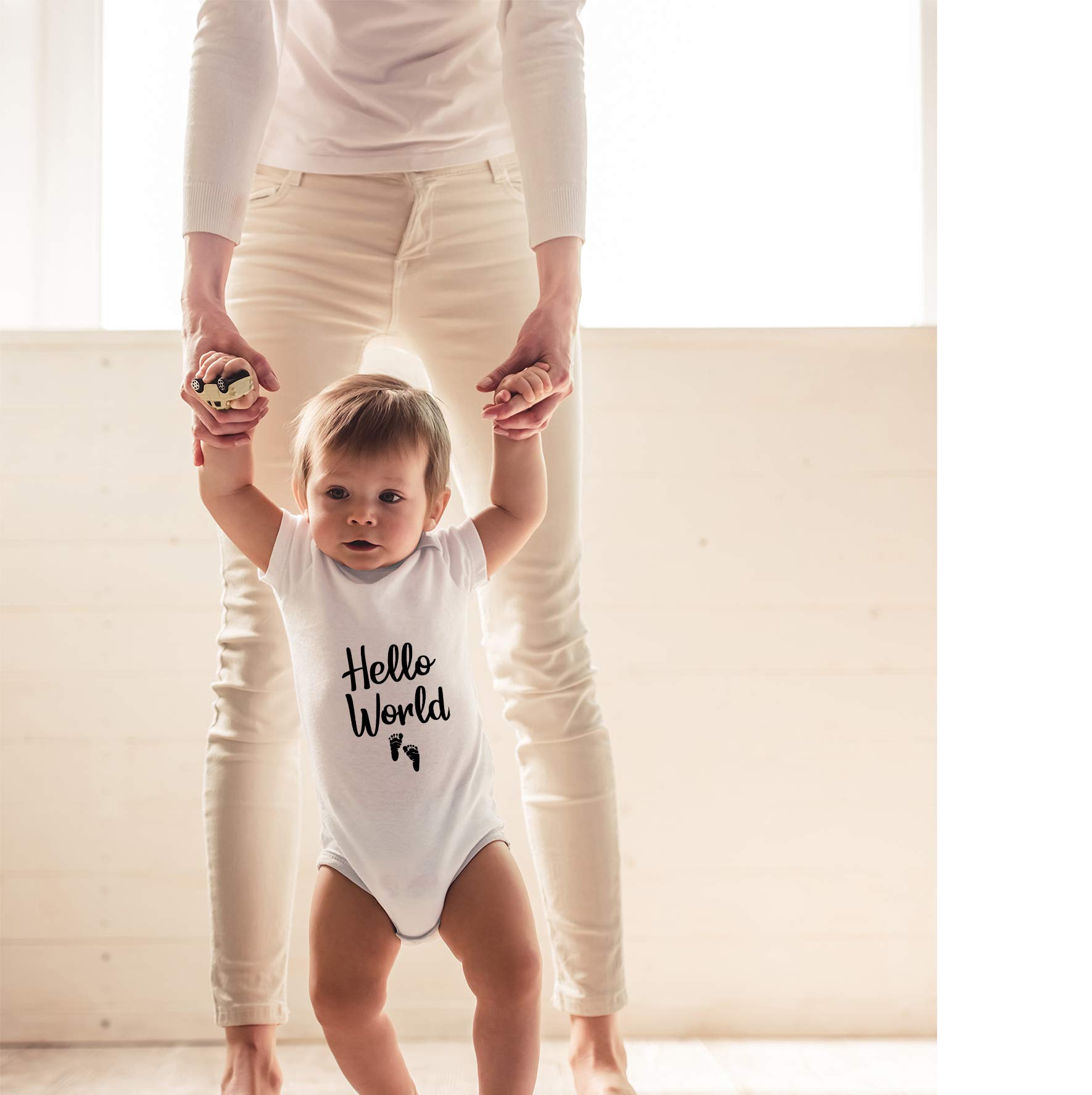 Hello World Baby Bodysuit - Funny Unisex Newborn Romper for Boys & Girls | Soft Cotton Infant Onesie for Photo Shoots, Birthday Gifts & Everyday Comfort