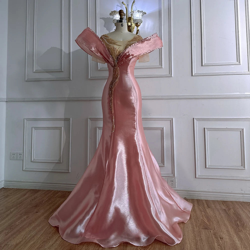Luxury Designer Mermaid Satin Lilac Evening Dresses for Women - Formal Gowns for Prom, Wedding, Cocktail Party & Special Occasions - LA72902