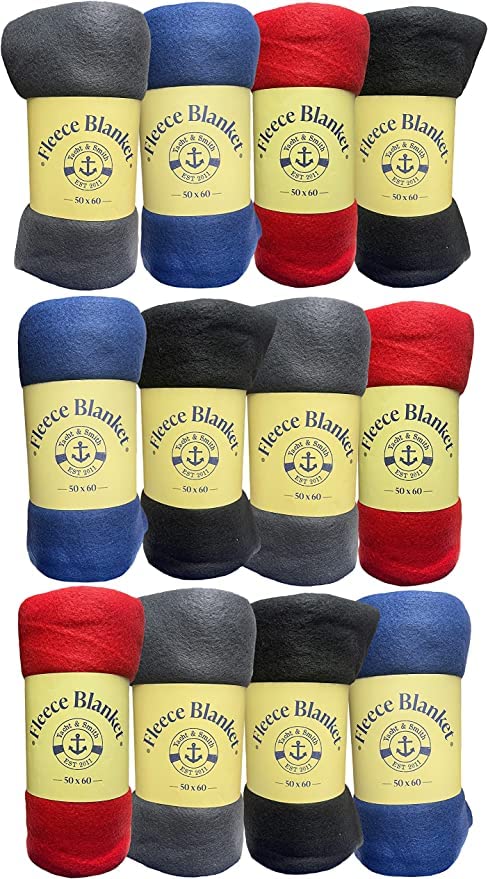 Yacht & Smith 36-Piece Winter Kit - Fleece Blankets, Adult Beanies, Gloves Set for Cold Weather | Wholesale Bulk Pack for Gifts, Camping & Home Use