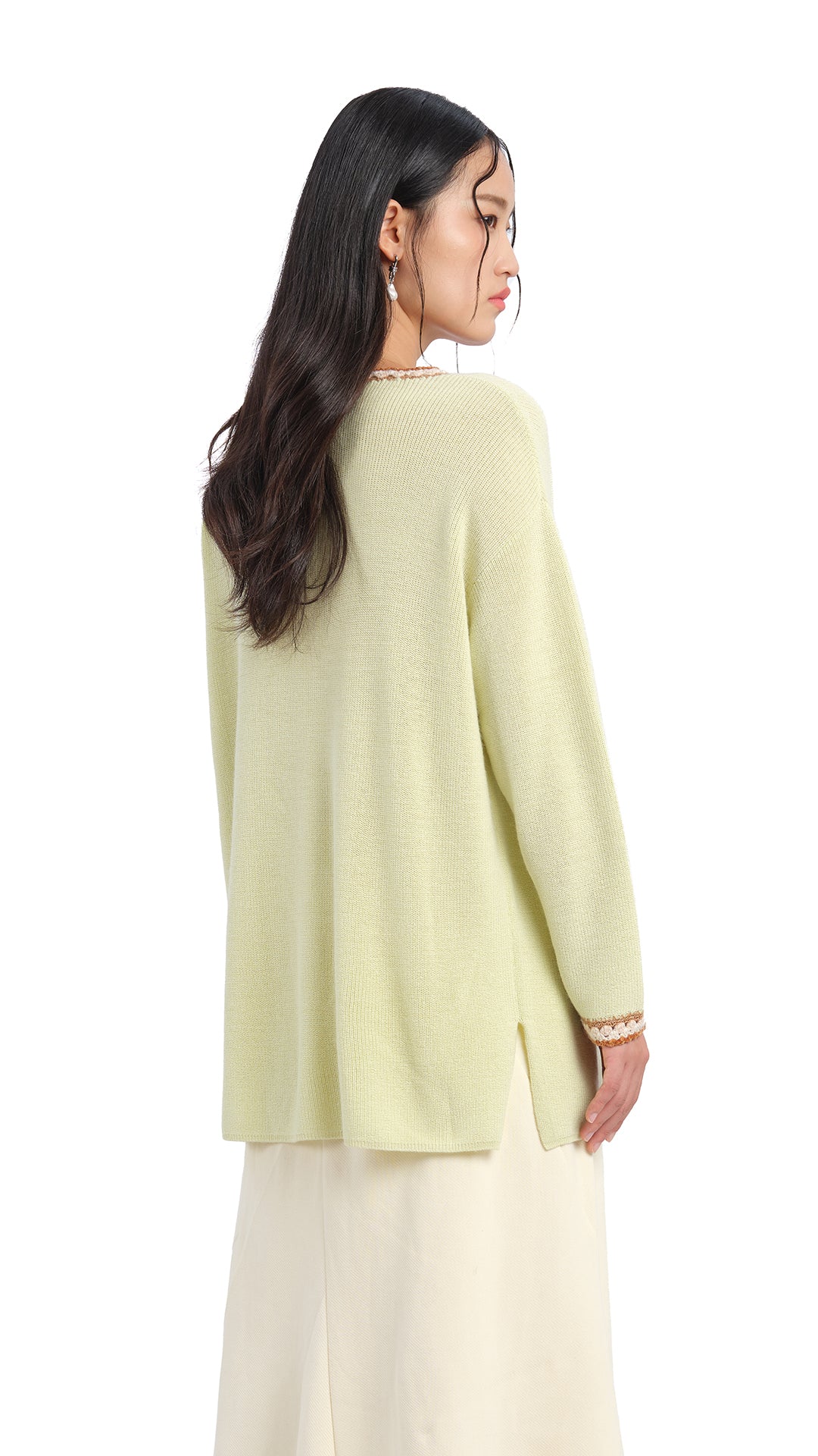 Stylish Crochet Trim Pullover Sweater for Women - Cozy Knit Top for Casual Outfits & Layering in Fall/Winter